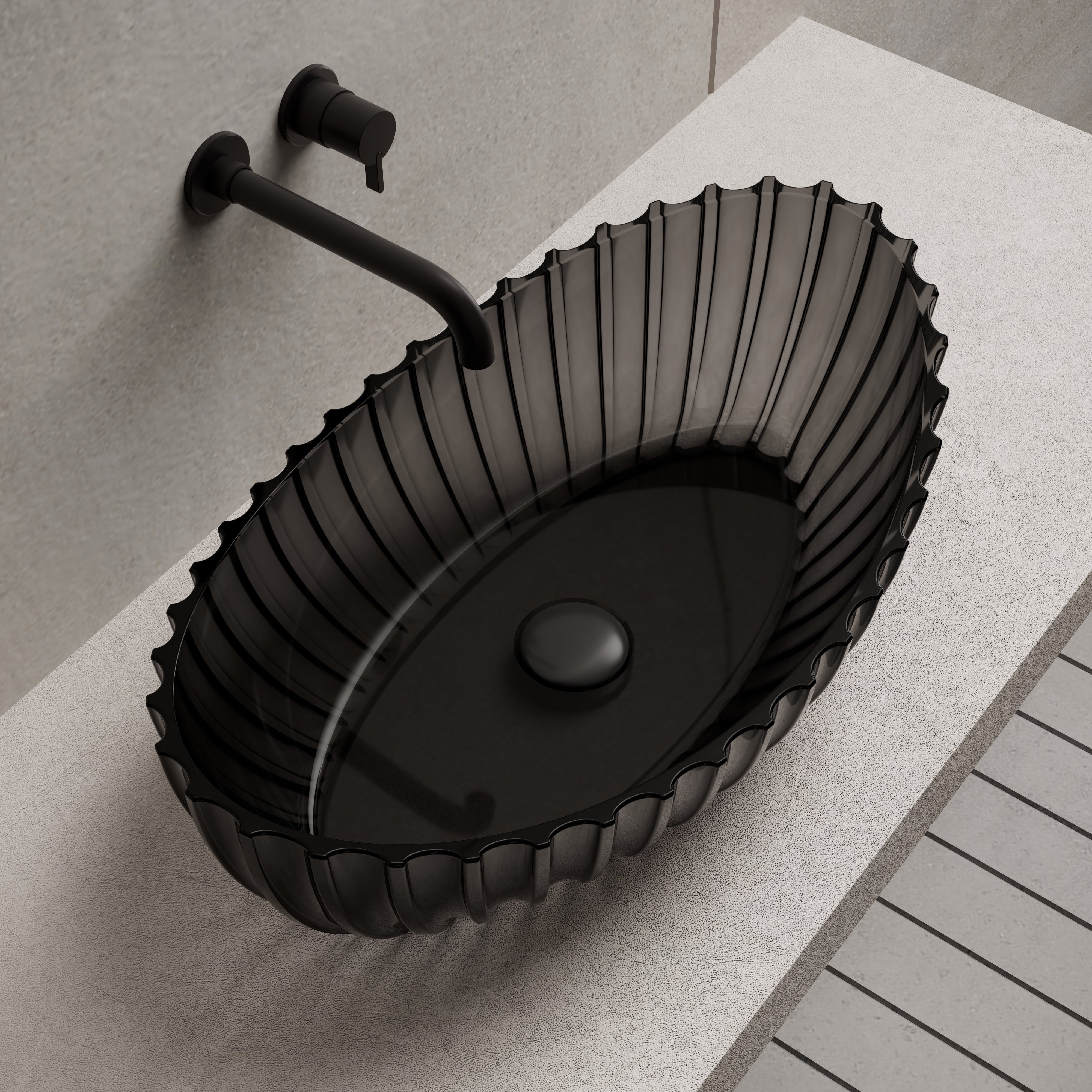 23.6 Inch MonBlari Resin Vessel Bowl Sink Bathroom Sink MR-A8878T-CT01-LeftTop