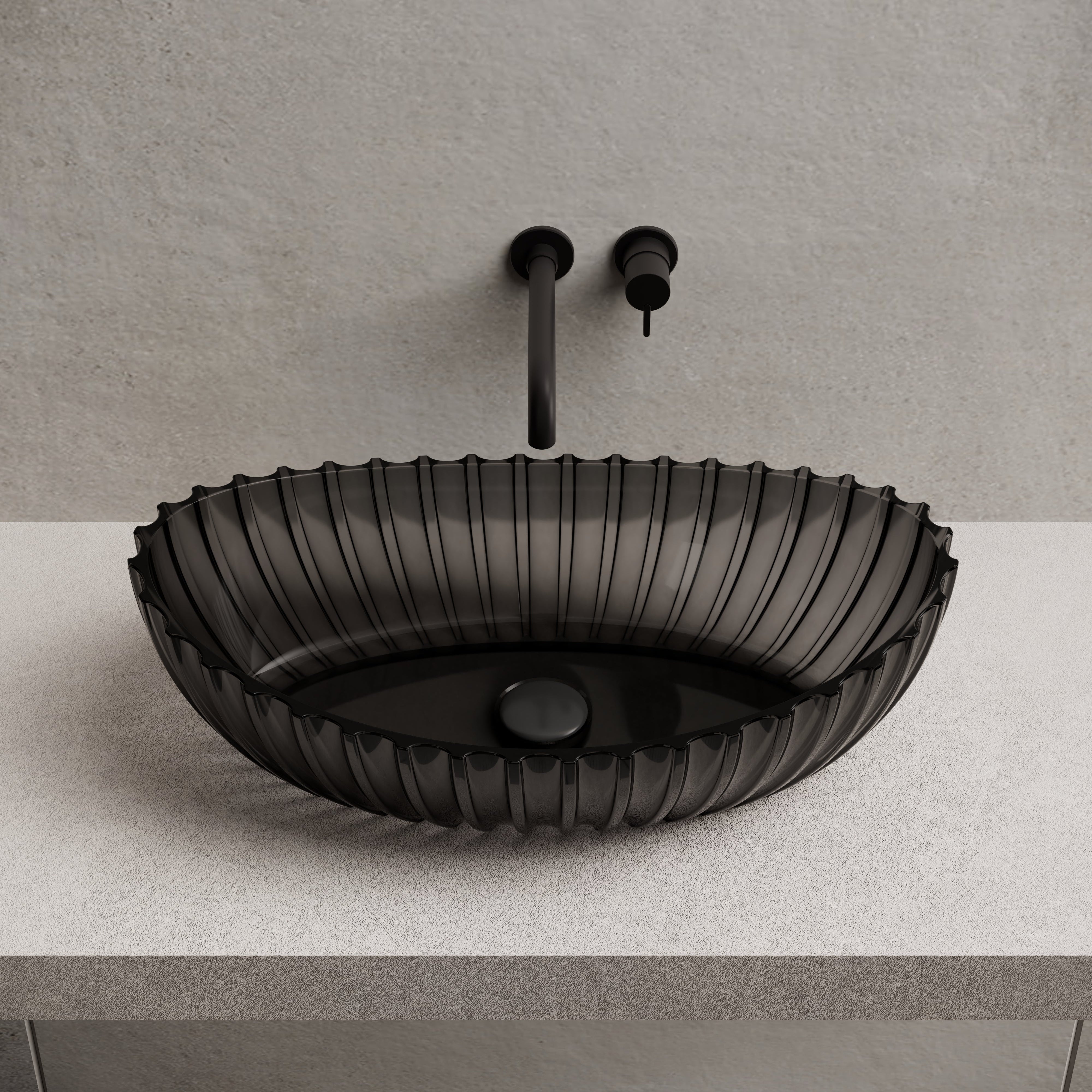 23.6 Inch MonBlari Resin Vessel Bowl Sink Bathroom Sink MR-A8878T-CT01-FrontTop