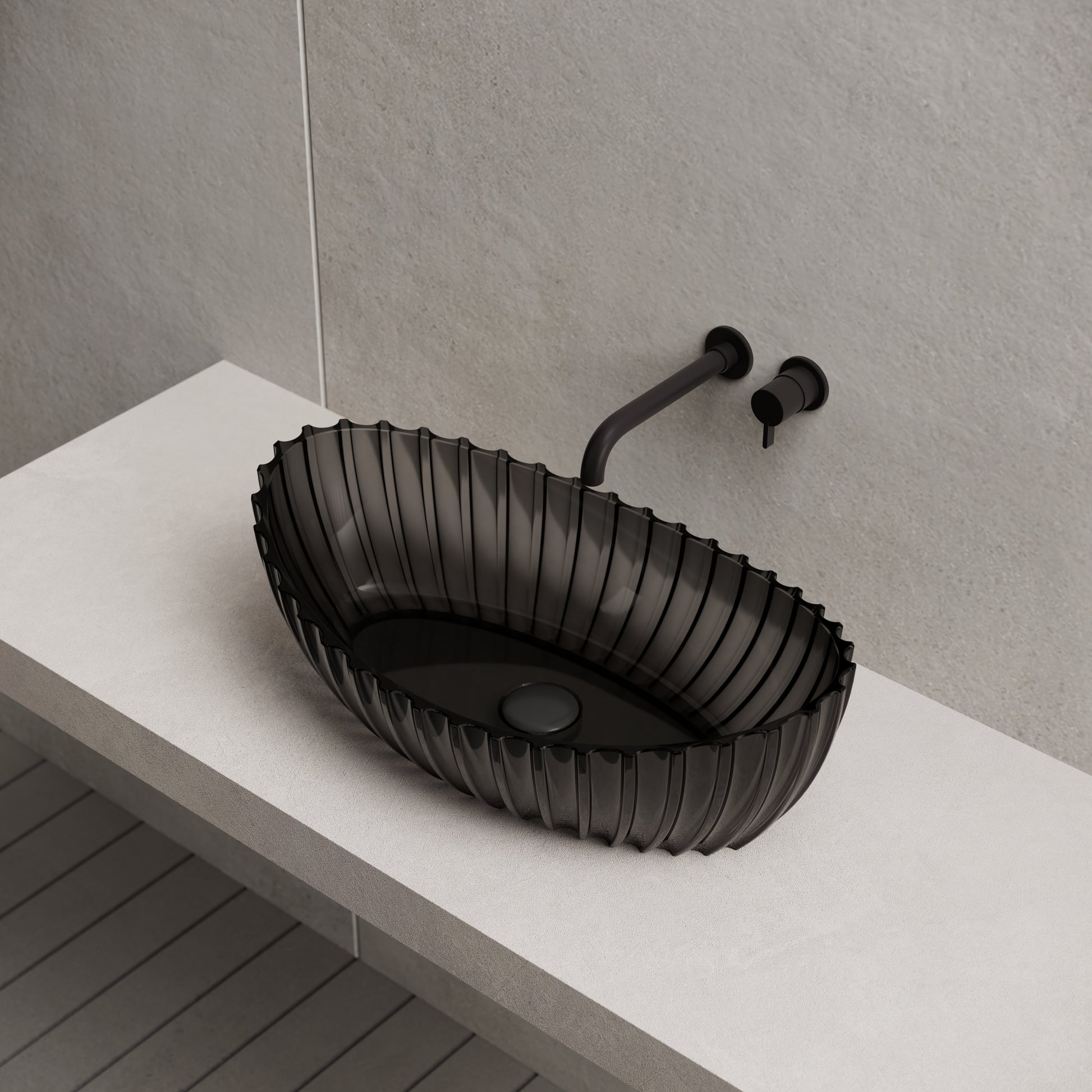 23.6 Inch MonBlari Resin Vessel Bowl Sink Bathroom Sink MR-A8878T-CT01-TopView