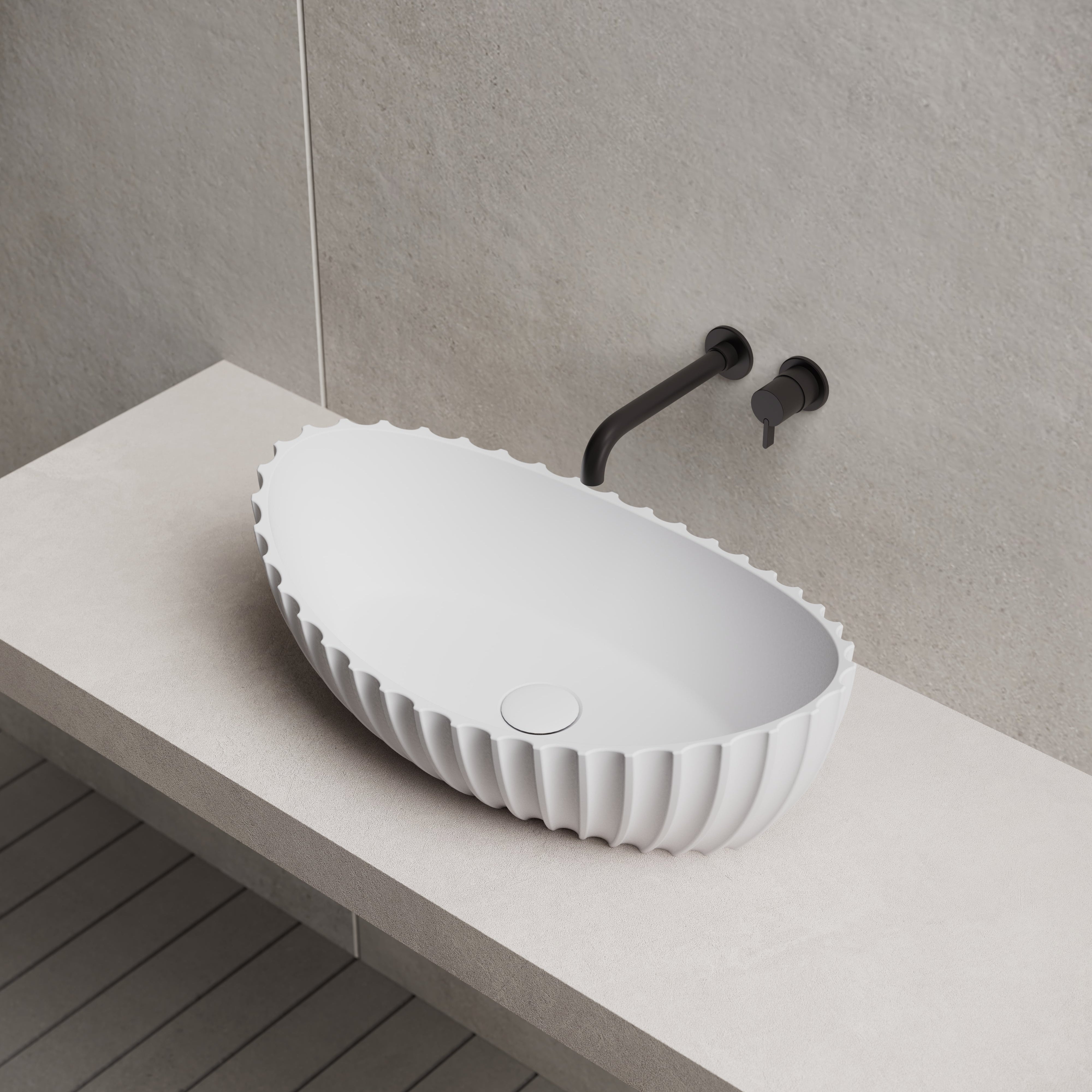 23.6 Inch MonBlari Solid Surface Vessel Bowl Sink Bathroom Sink MR-A8878-RightTopView