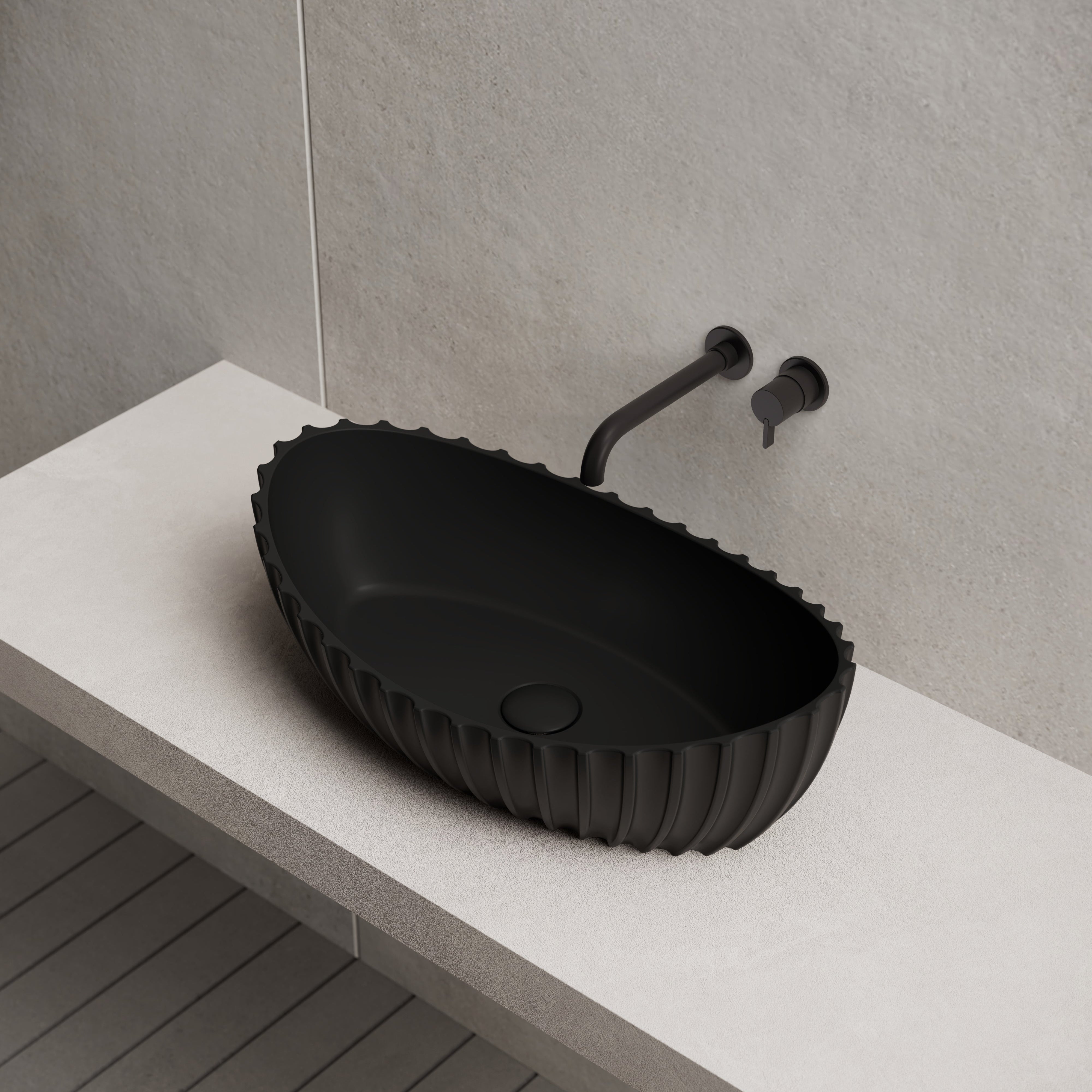 23.6 Inch MonBlari Solid Surface Vessel Bowl Sink Bathroom Sink MR-A8878-SideTop