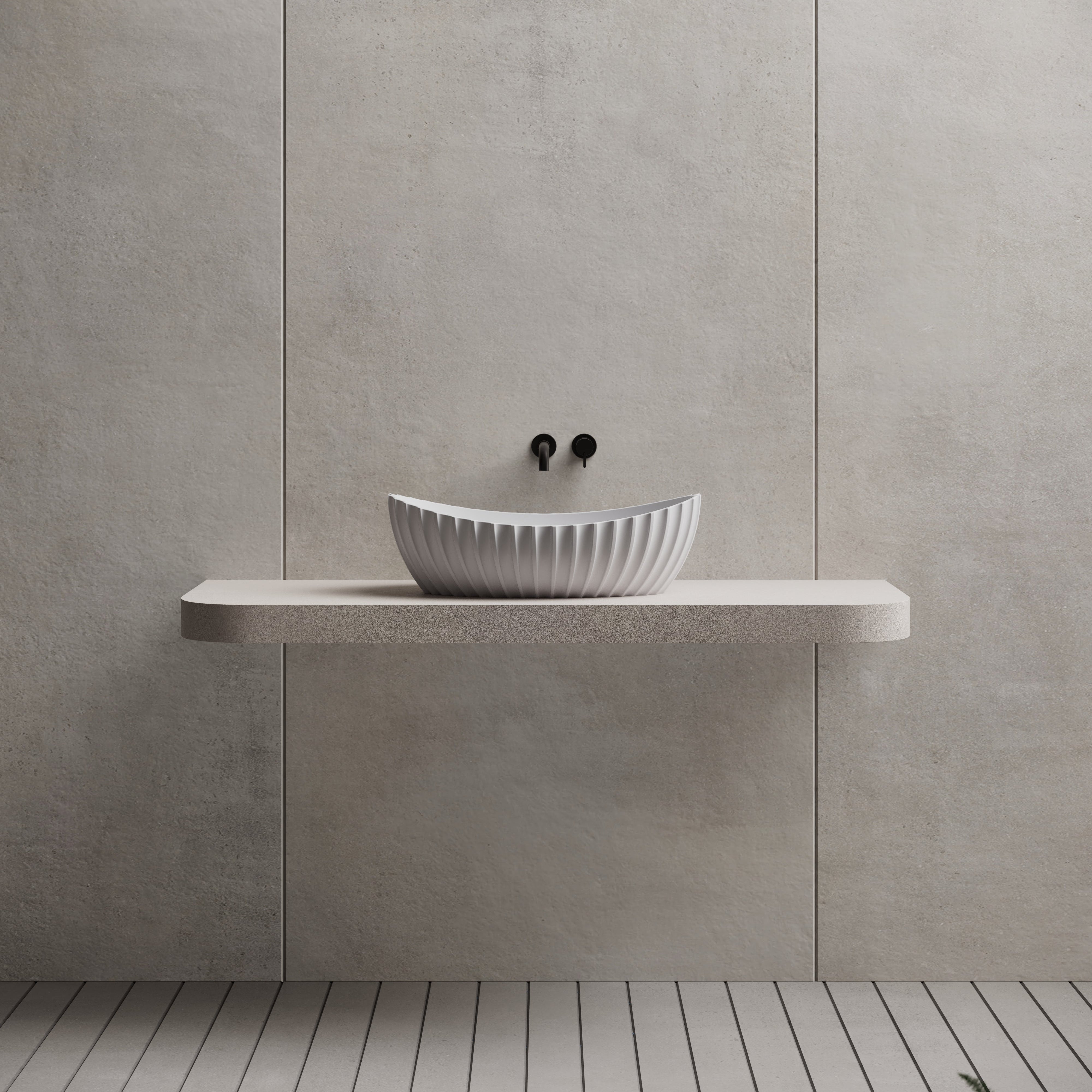 23.6 Inch MonBlari Solid Surface Vessel Bowl Sink Bathroom Sink MR-A8878-FrontTop