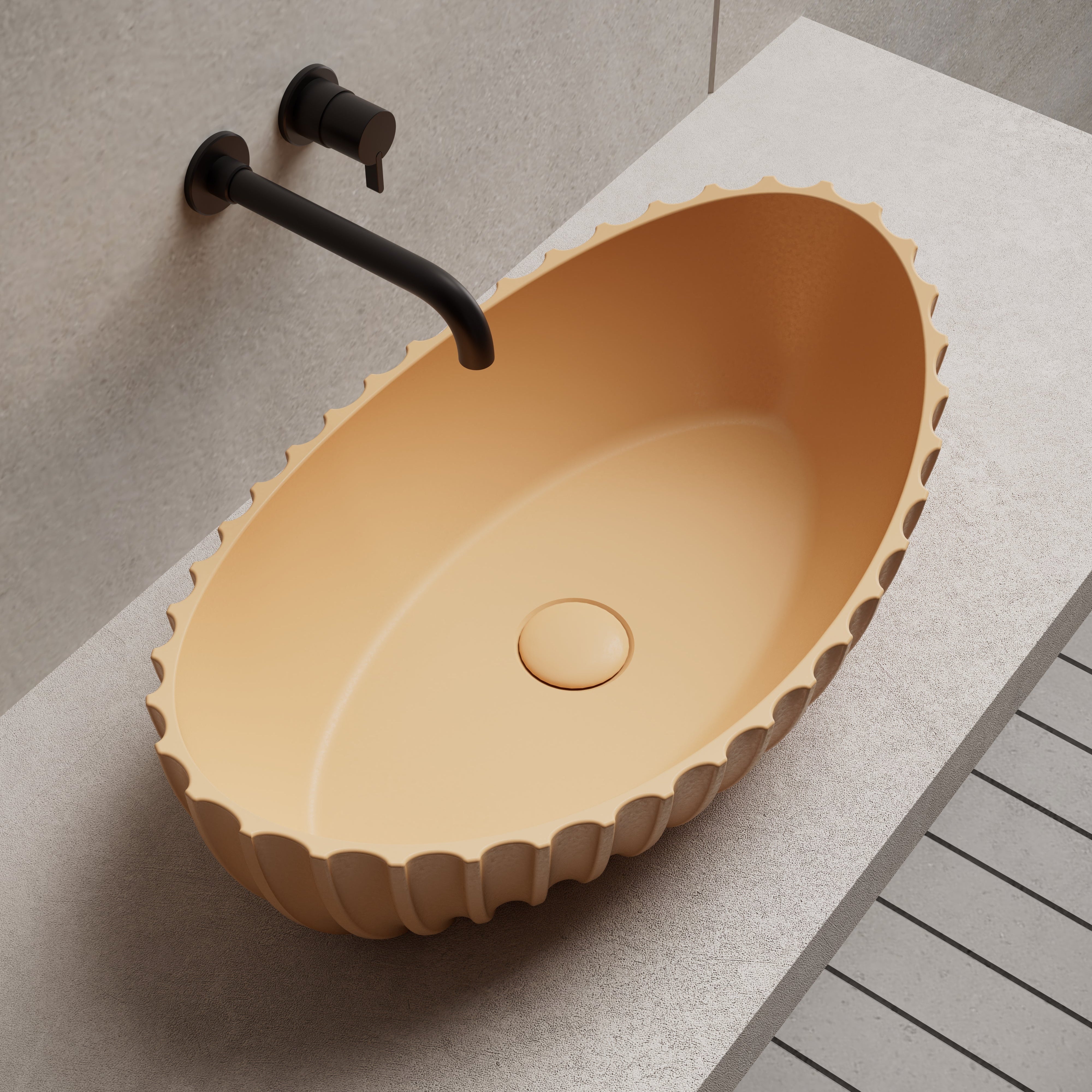 23.6 Inch MonBlari Solid Surface Vessel Bowl Sink Bathroom Sink MR-A8878-LeftTop