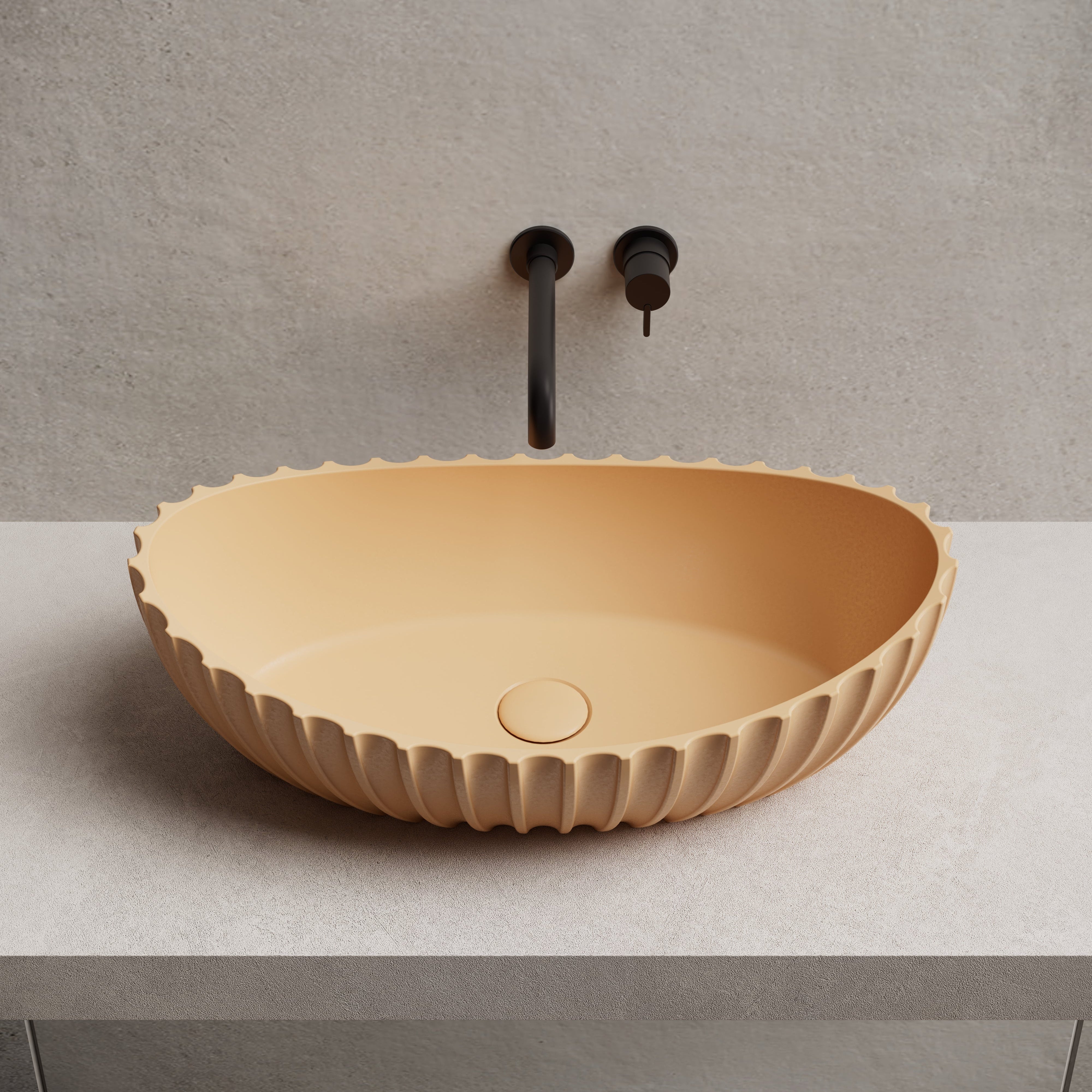 23.6 Inch MonBlari Solid Surface Vessel Bowl Sink Bathroom Sink MR-A8878-TopView