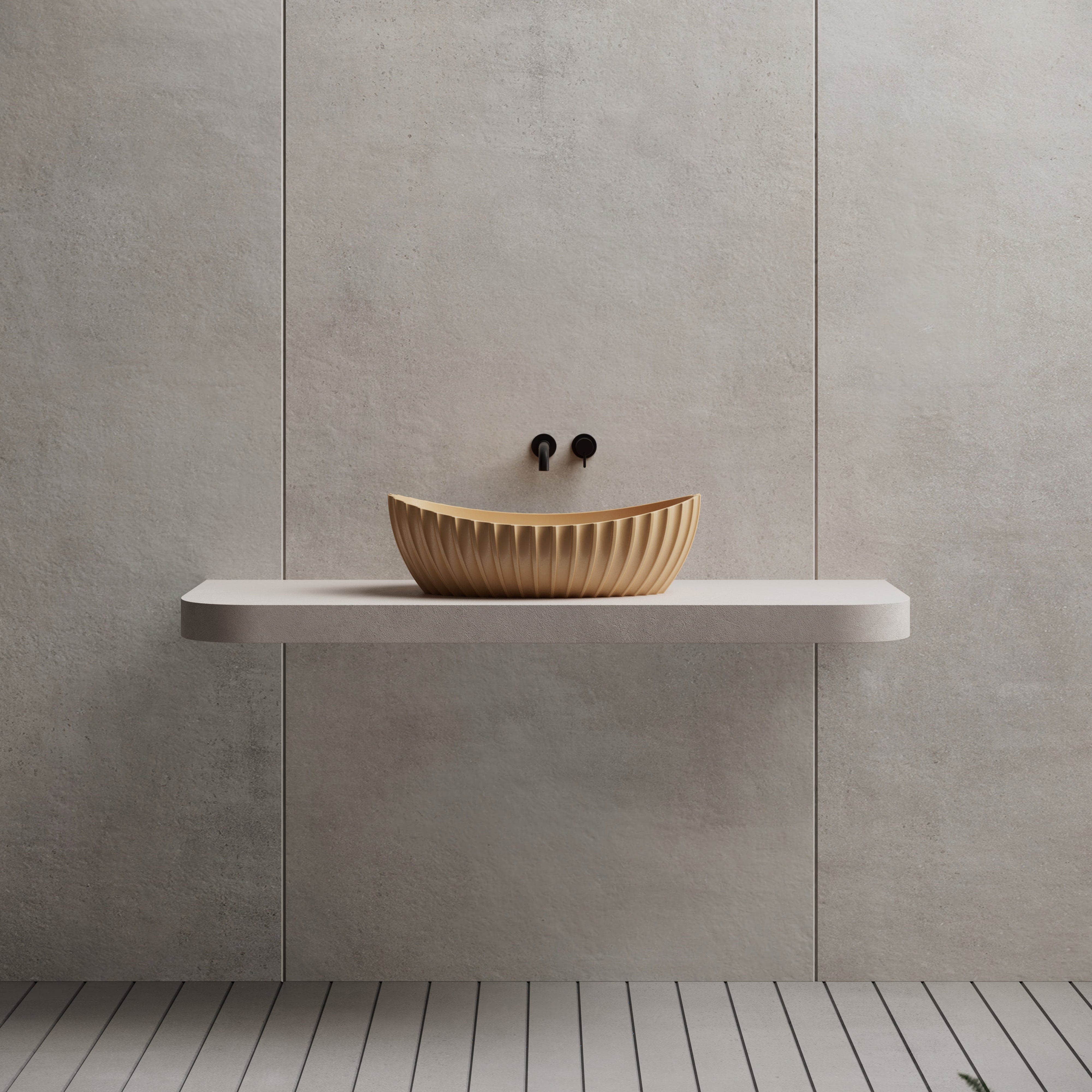 23.6 Inch MonBlari Solid Surface Vessel Bowl Sink Bathroom Sink MR-A8878-FrontView