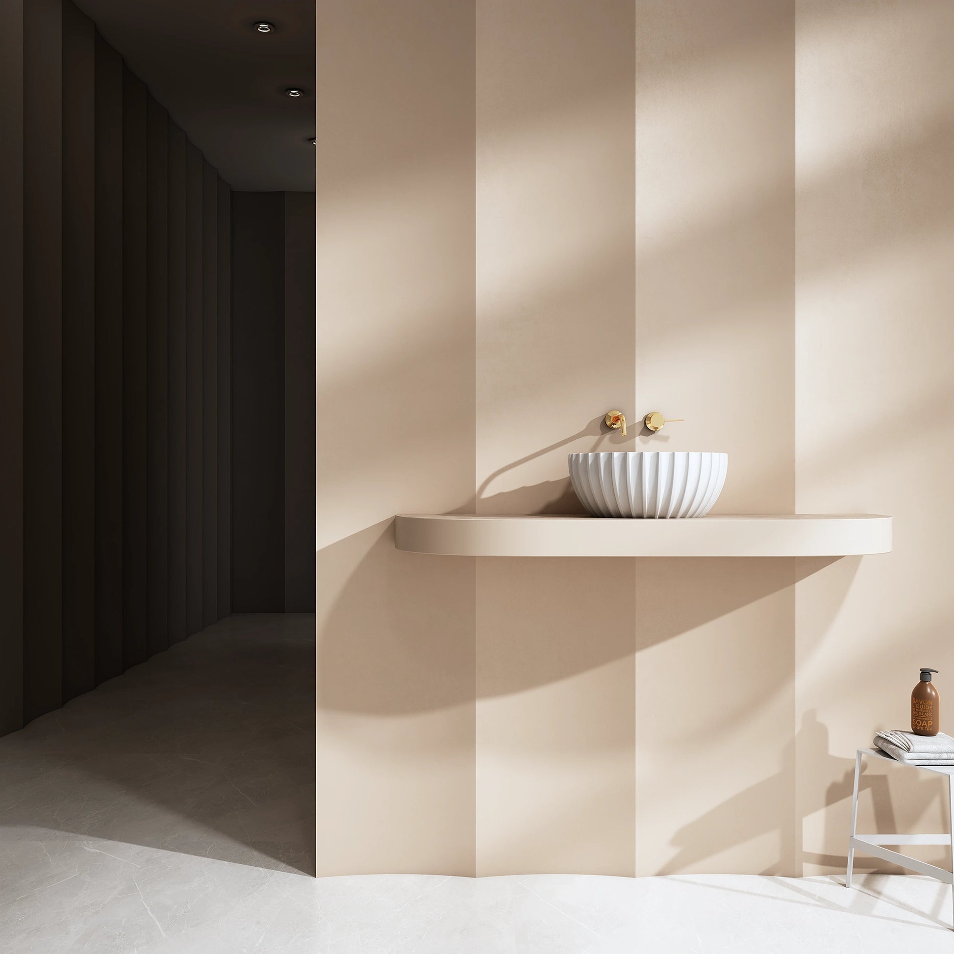 16 Inch MonBlari Solid Surface Vessel Bowl Sink Bathroom Sink-MR-A8879-MW-FrontView