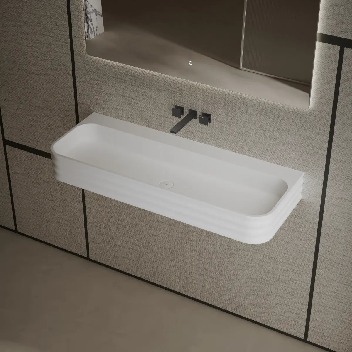 31.5-47.2 Inch MonBlari Solid Surface Vessel Wall Mount Bathroom Sink