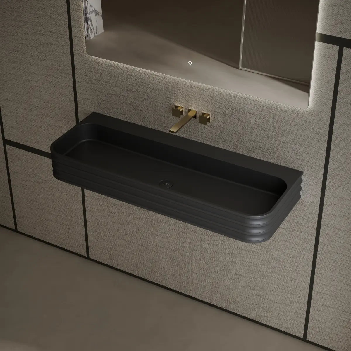 31.5-47.2 Inch MonBlari Solid Surface Vessel Wall Mount Bathroom Sink
