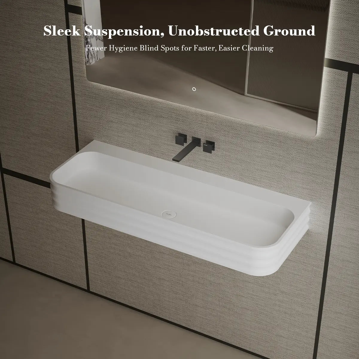 31.5-47.2 Inch MonBlari Solid Surface Vessel Wall Mount Bathroom Sink