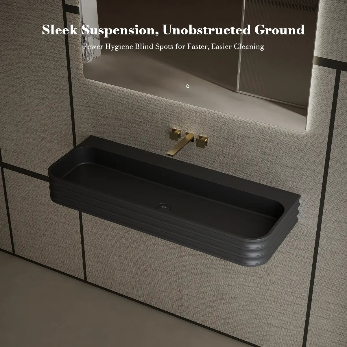 31.5-47.2 Inch MonBlari Solid Surface Vessel Wall Mount Bathroom Sink