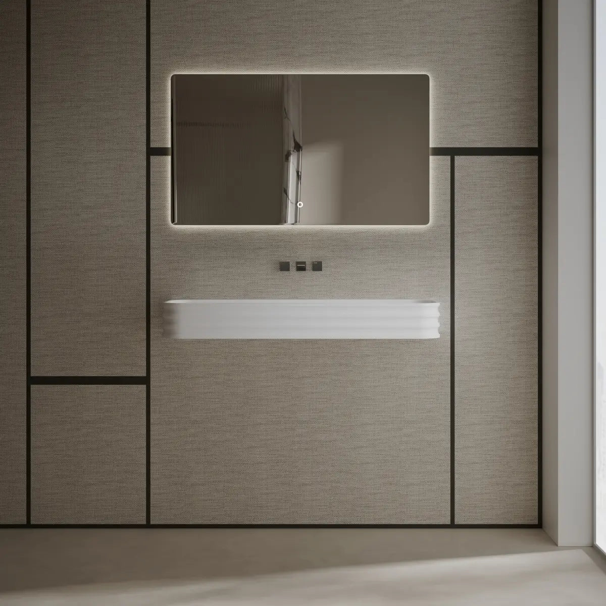 31.5-47.2 Inch MonBlari Solid Surface Vessel Wall Mount Bathroom Sink