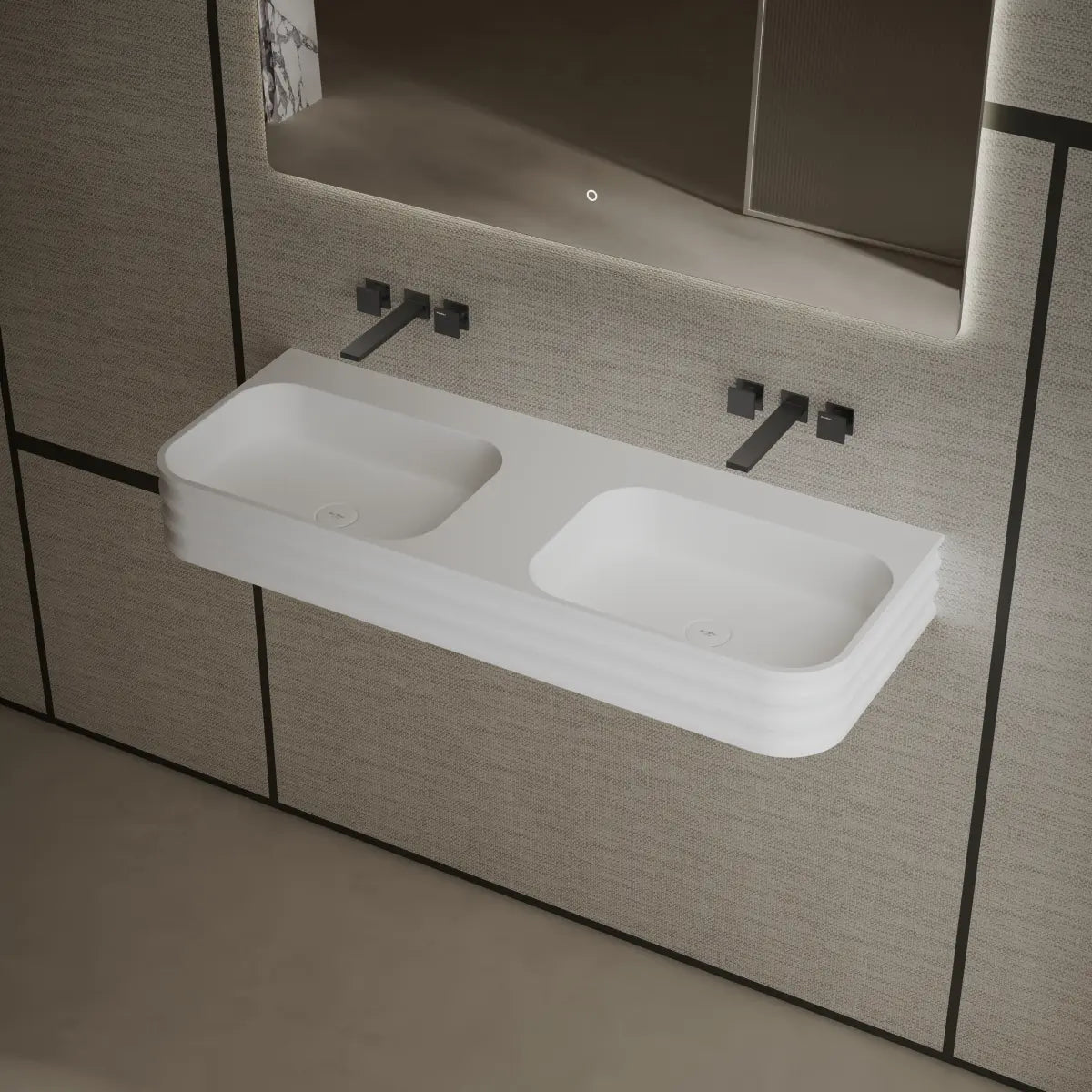 47.2 Inch MonBlari Solid Surface Wall Mount Bathroom Sink