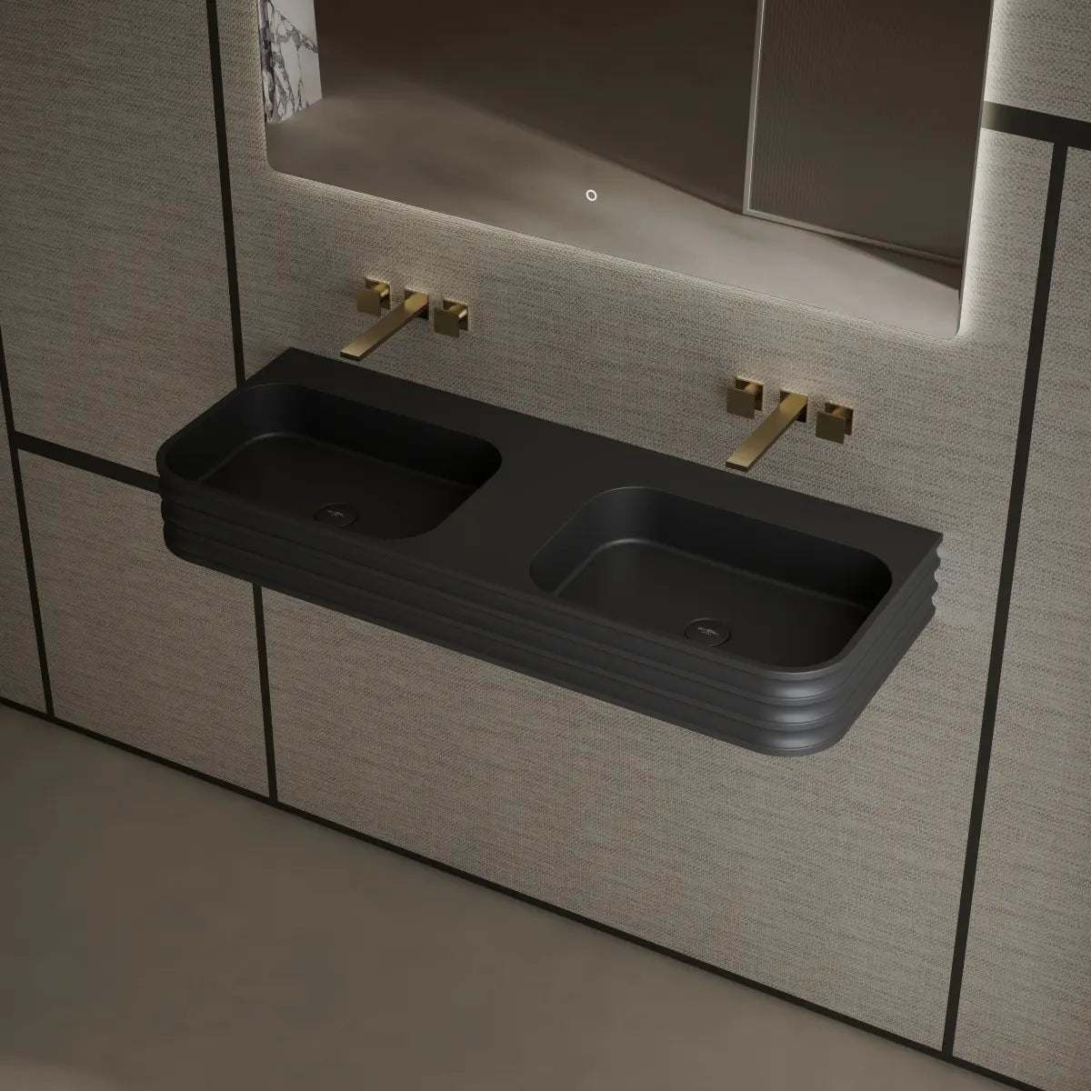 47.2 Inch MonBlari Solid Surface Wall Mount Bathroom Sink