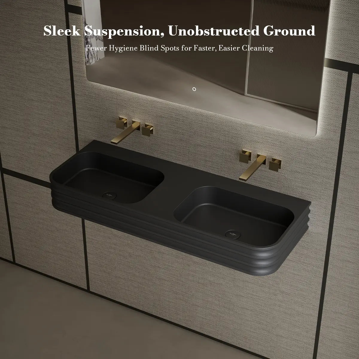 47.2 Inch MonBlari Solid Surface Wall Mount Bathroom Sink