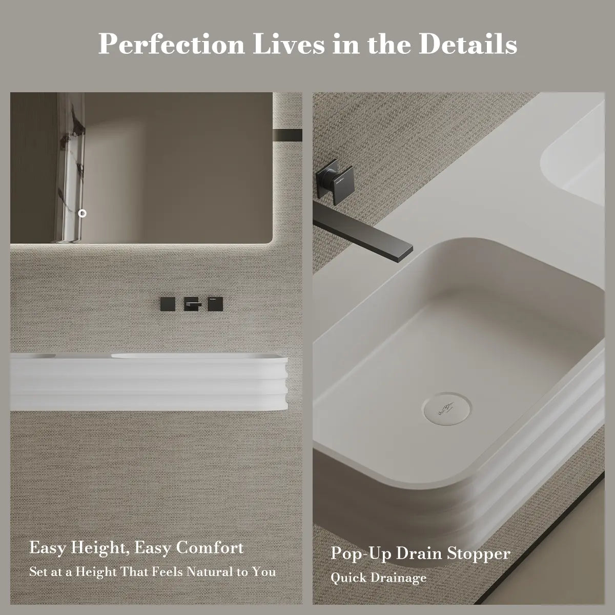 47.2 Inch MonBlari Solid Surface Wall Mount Bathroom Sink