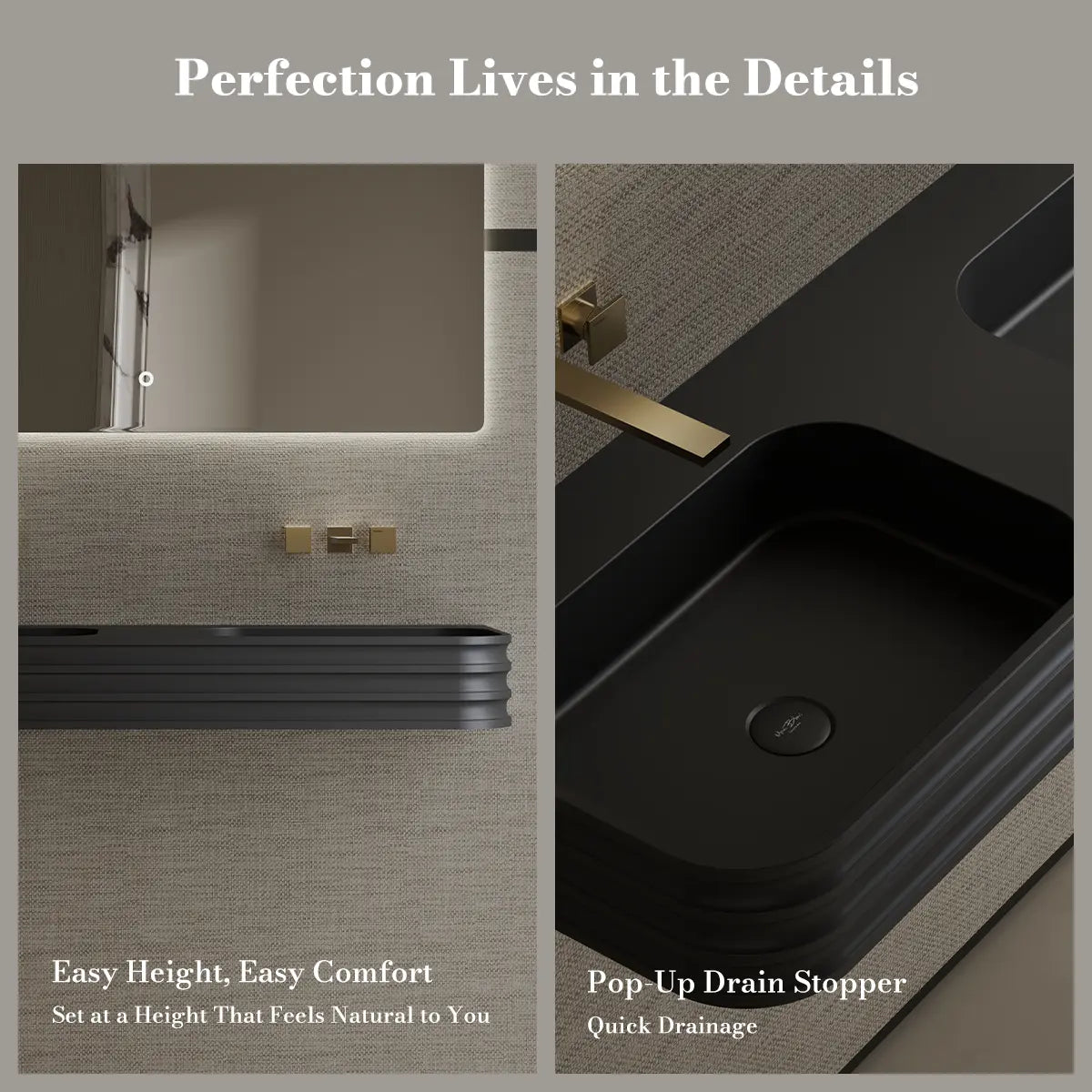 47.2 Inch MonBlari Solid Surface Wall Mount Bathroom Sink