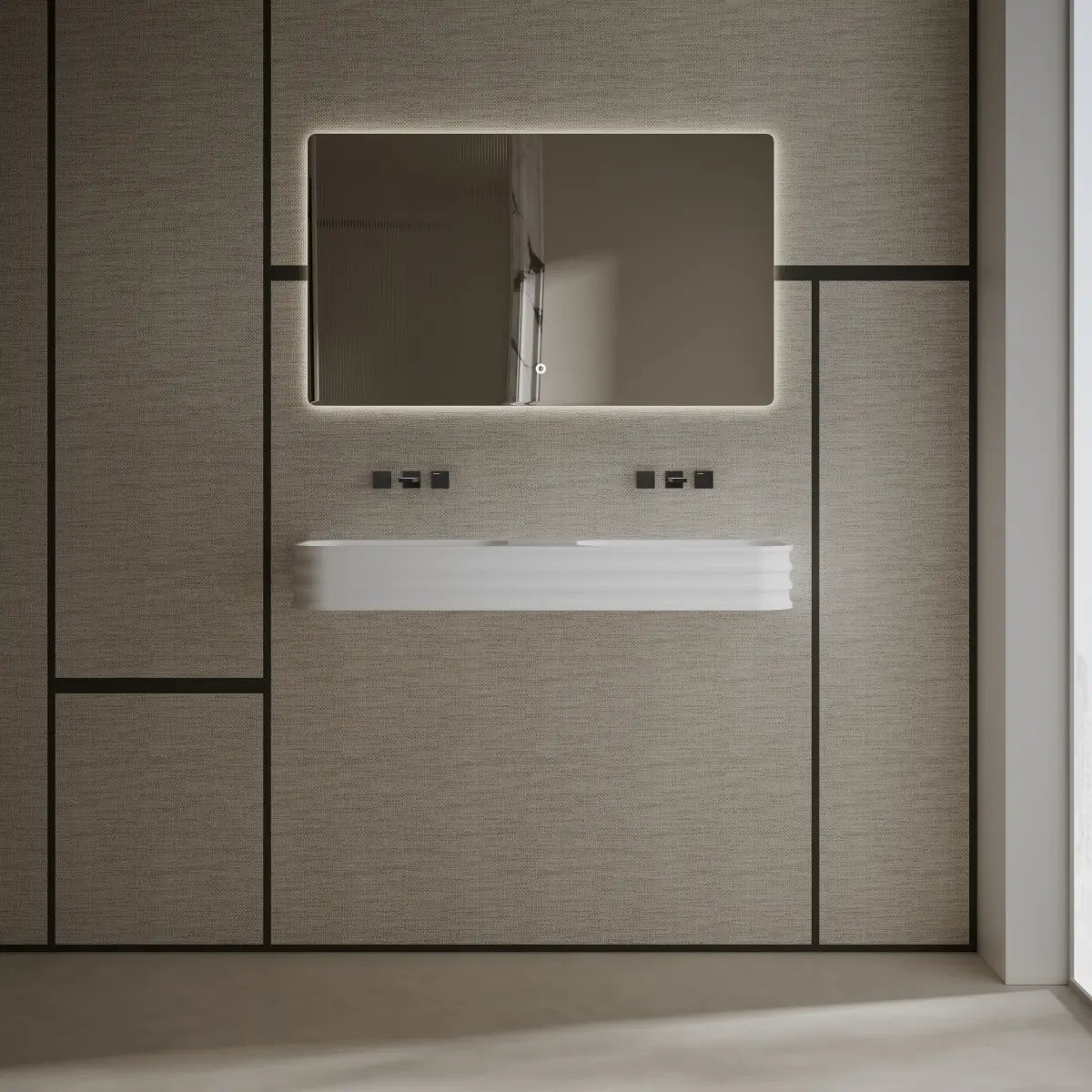 47.2 Inch MonBlari Solid Surface Wall Mount Bathroom Sink