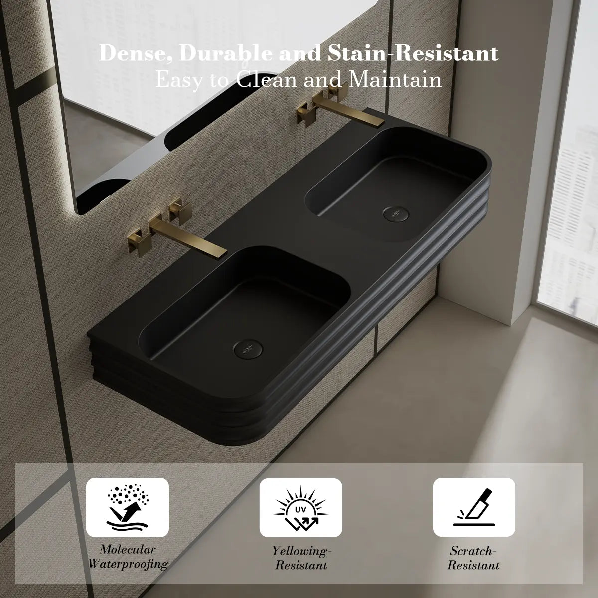 47.2 Inch MonBlari Solid Surface Wall Mount Bathroom Sink