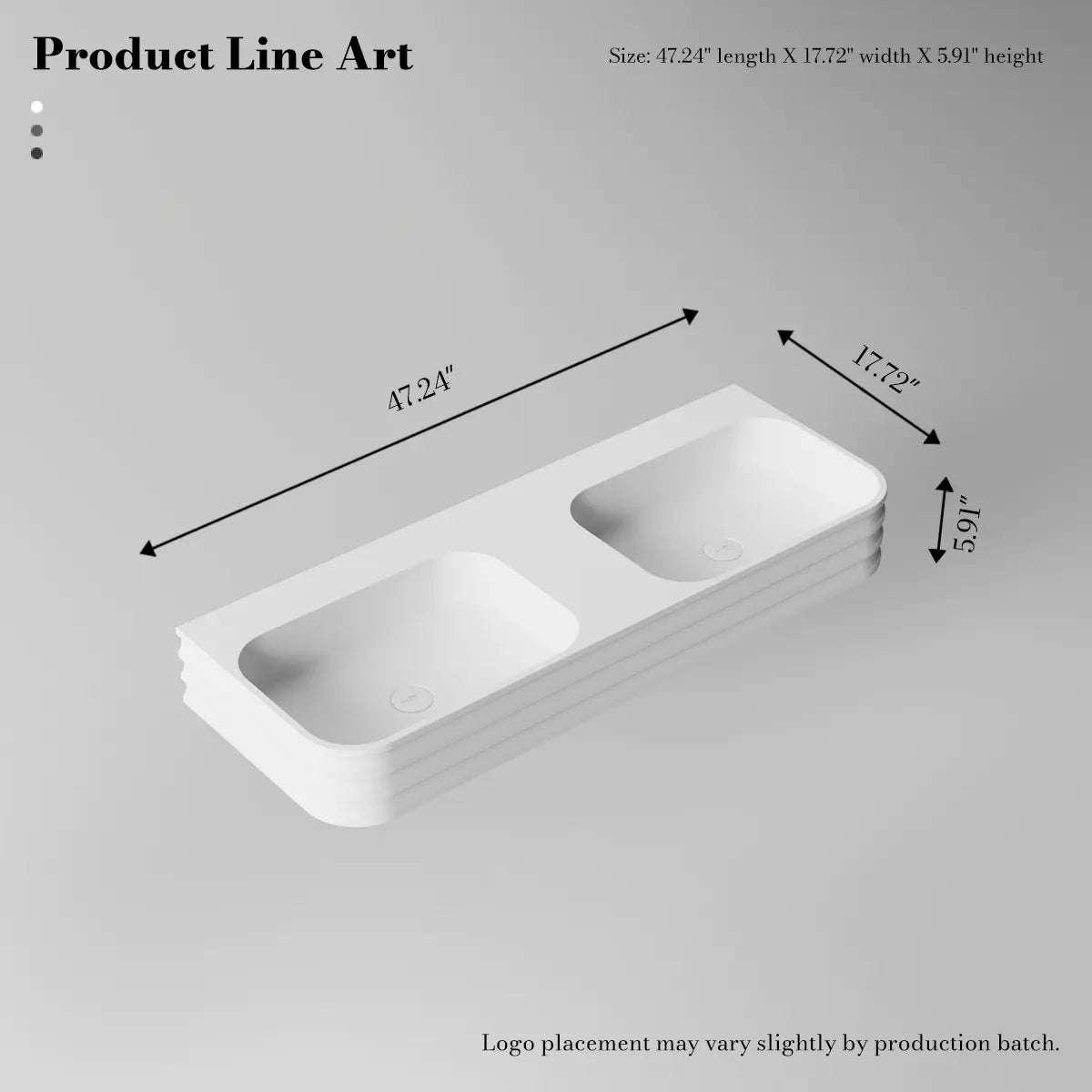 47.2 Inch MonBlari Solid Surface Wall Mount Bathroom Sink