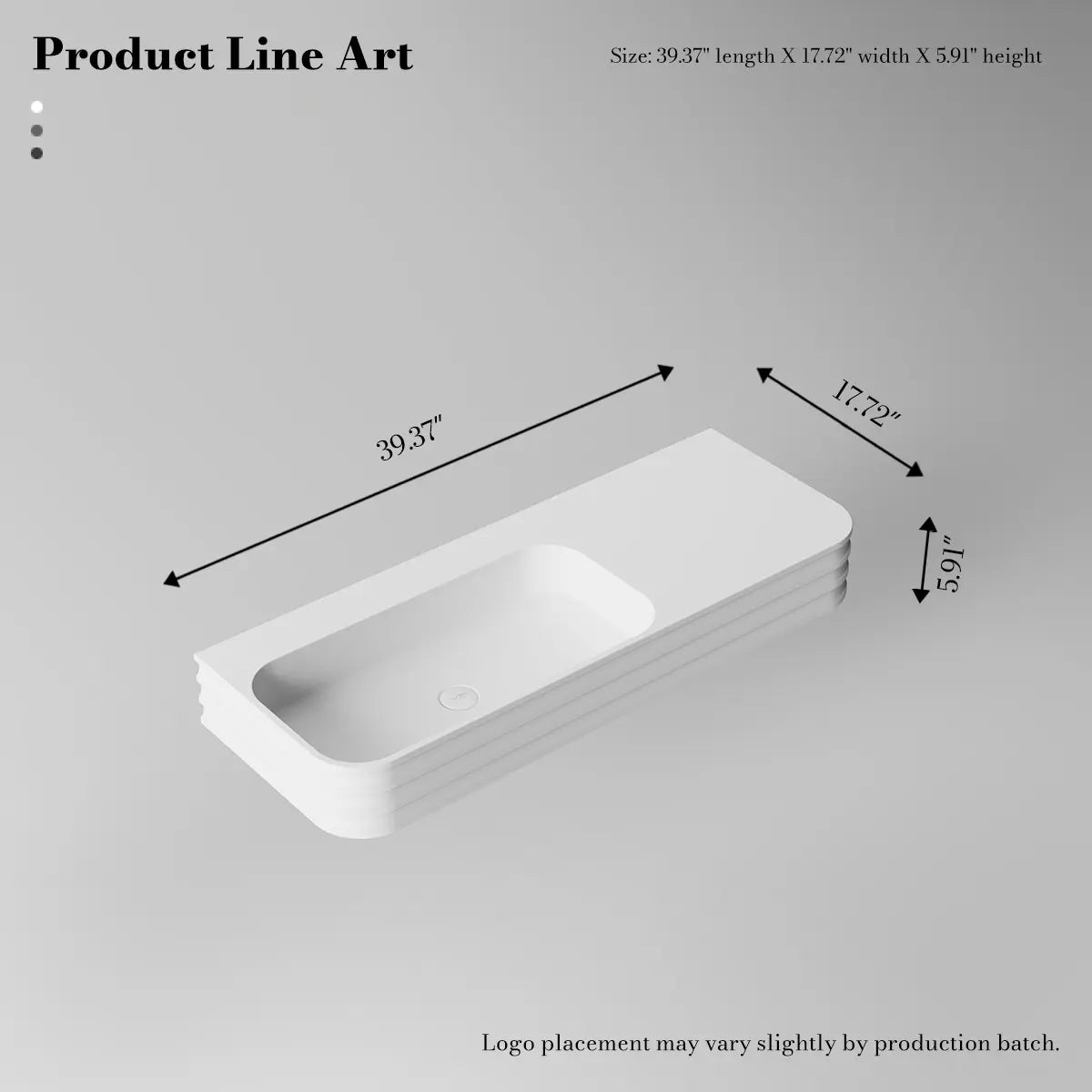 31.5-47.2 Inch MonBlari Solid Surface Wall Mount Vessel Sink Bathroom Sink
