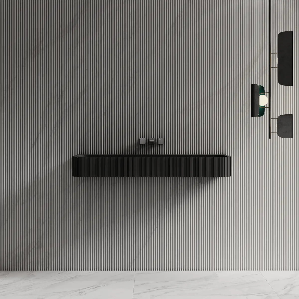 31.5 Inch MonBlari Solid Surface Vessel Sink Bathroom Wall Mount Sink