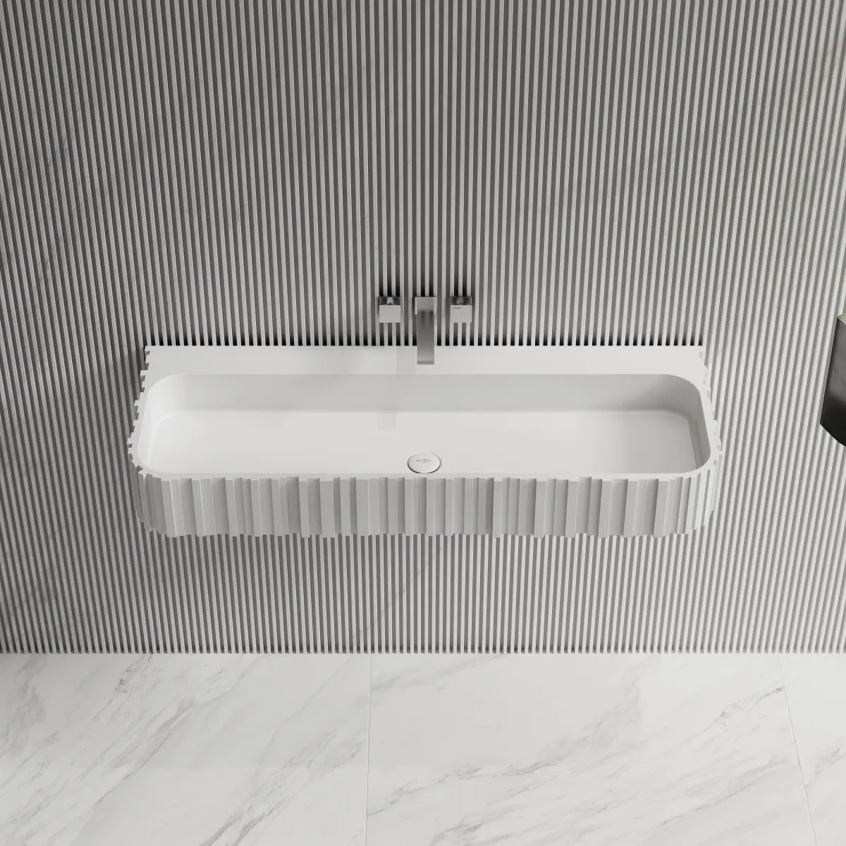 31.5 Inch MonBlari Solid Surface Vessel Sink Bathroom Wall Mount Sink