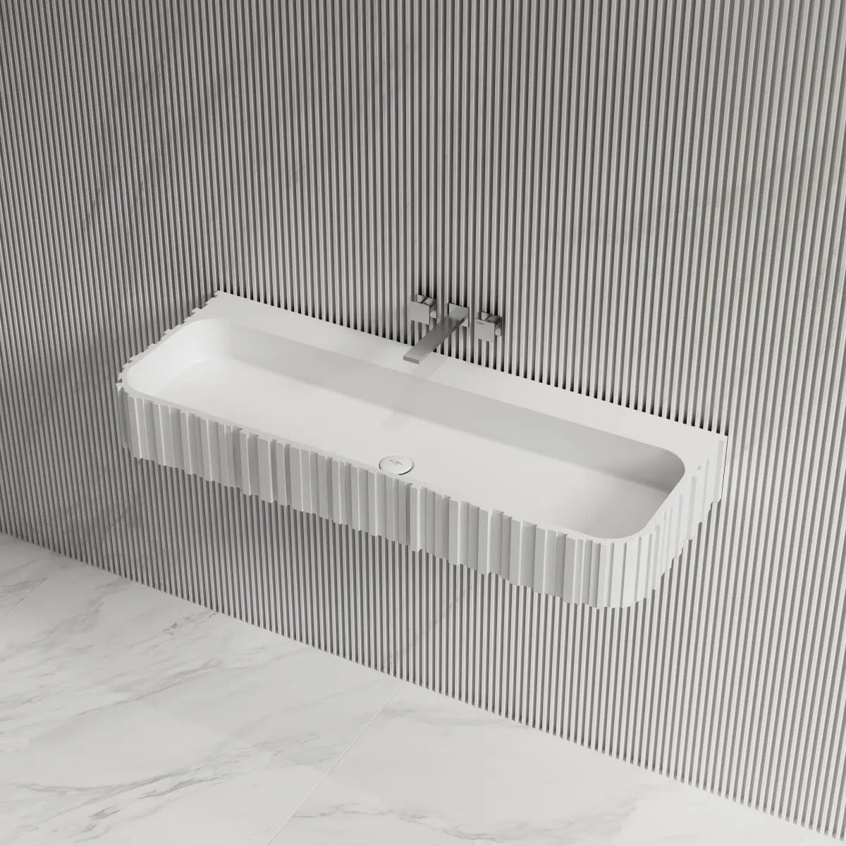31.5 Inch MonBlari Solid Surface Vessel Sink Bathroom Wall Mount Sink
