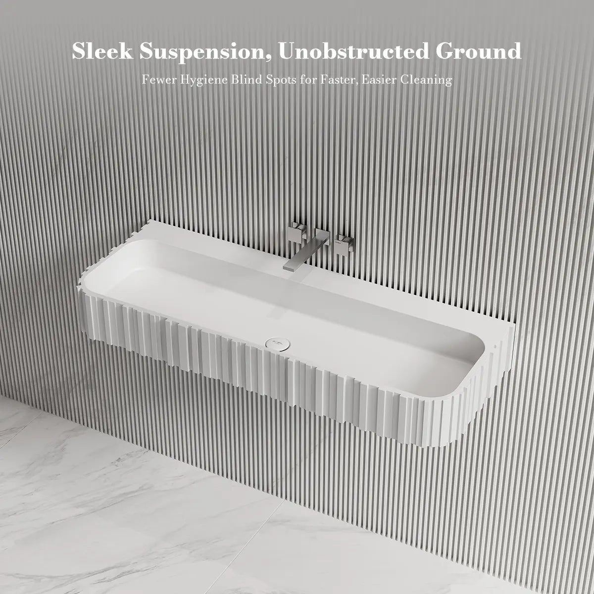 31.5 Inch MonBlari Solid Surface Vessel Sink Bathroom Wall Mount Sink