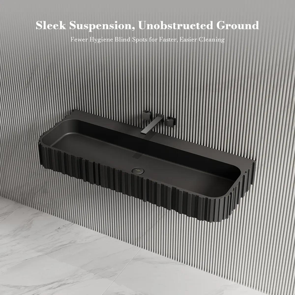 31.5 Inch MonBlari Solid Surface Vessel Sink Bathroom Wall Mount Sink