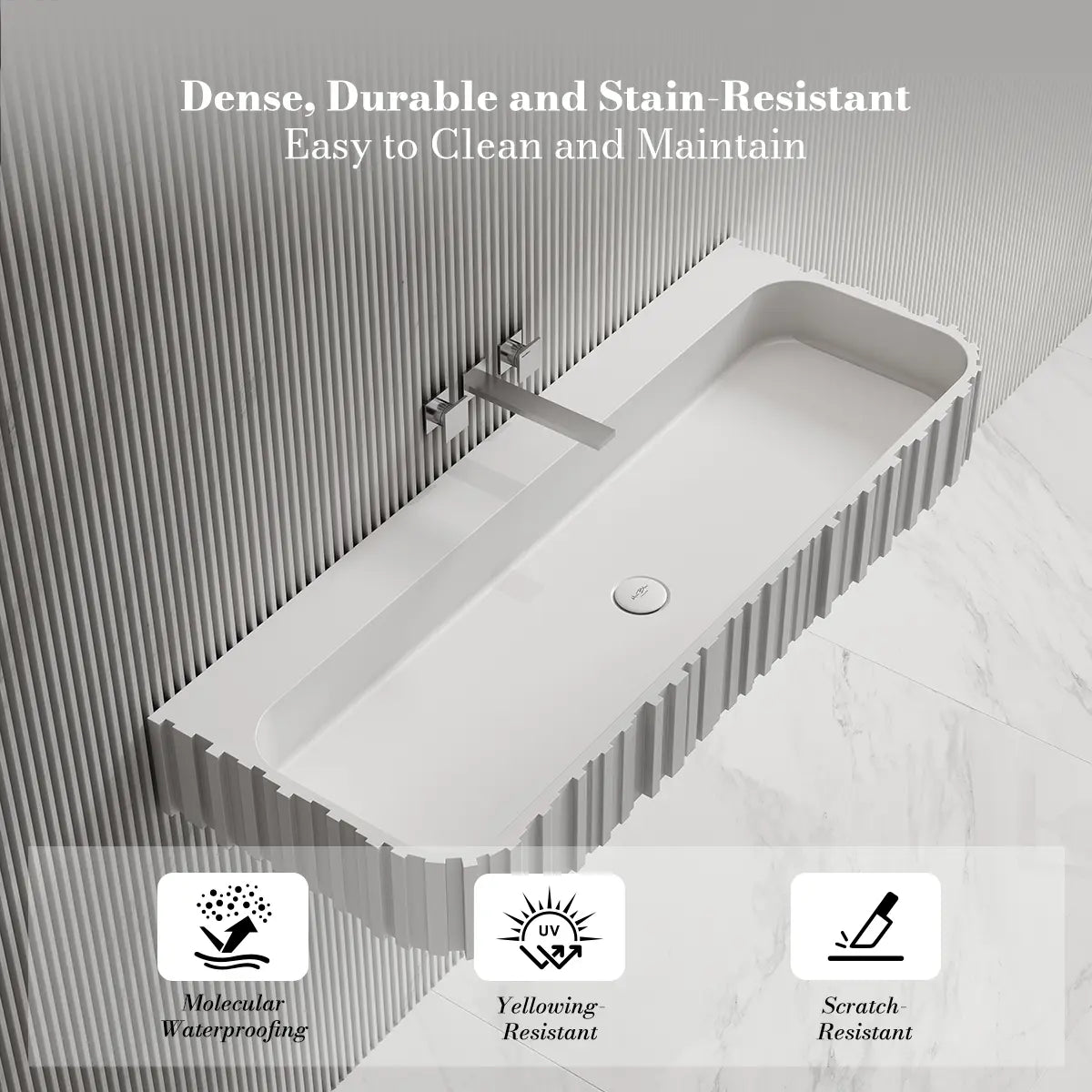 31.5 Inch MonBlari Solid Surface Vessel Sink Bathroom Wall Mount Sink