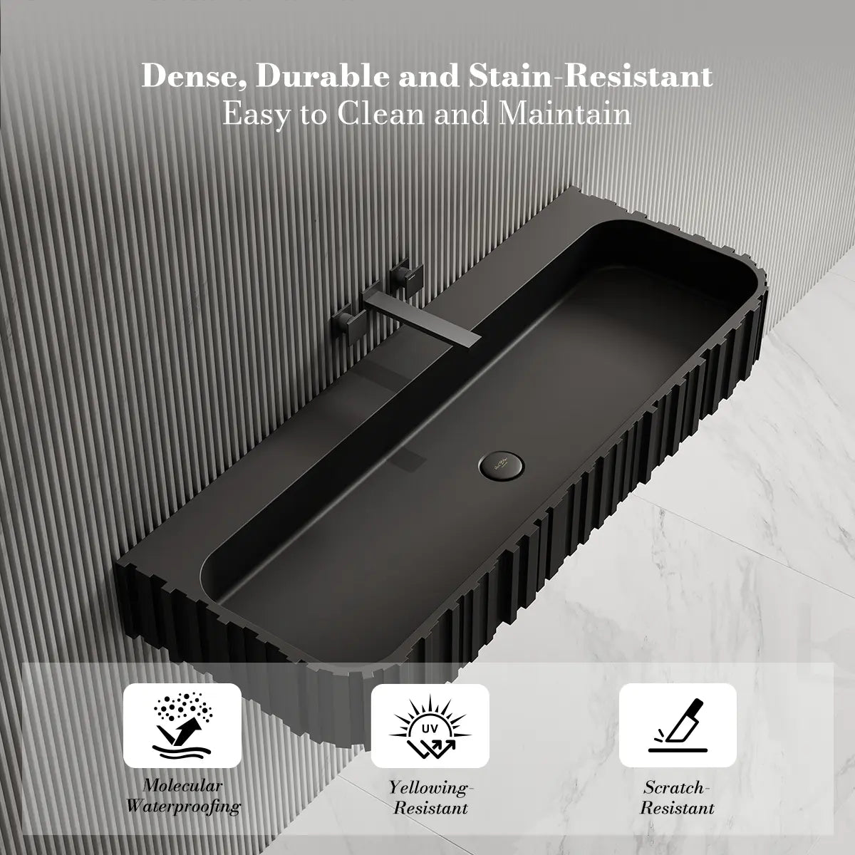 31.5 Inch MonBlari Solid Surface Vessel Sink Bathroom Wall Mount Sink