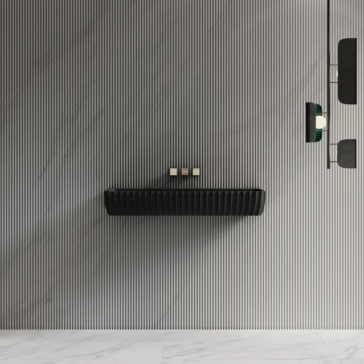 31.5-47.2 Inch MonBlari Solid Surface Vessel Wall Mount Sink for Bathroom