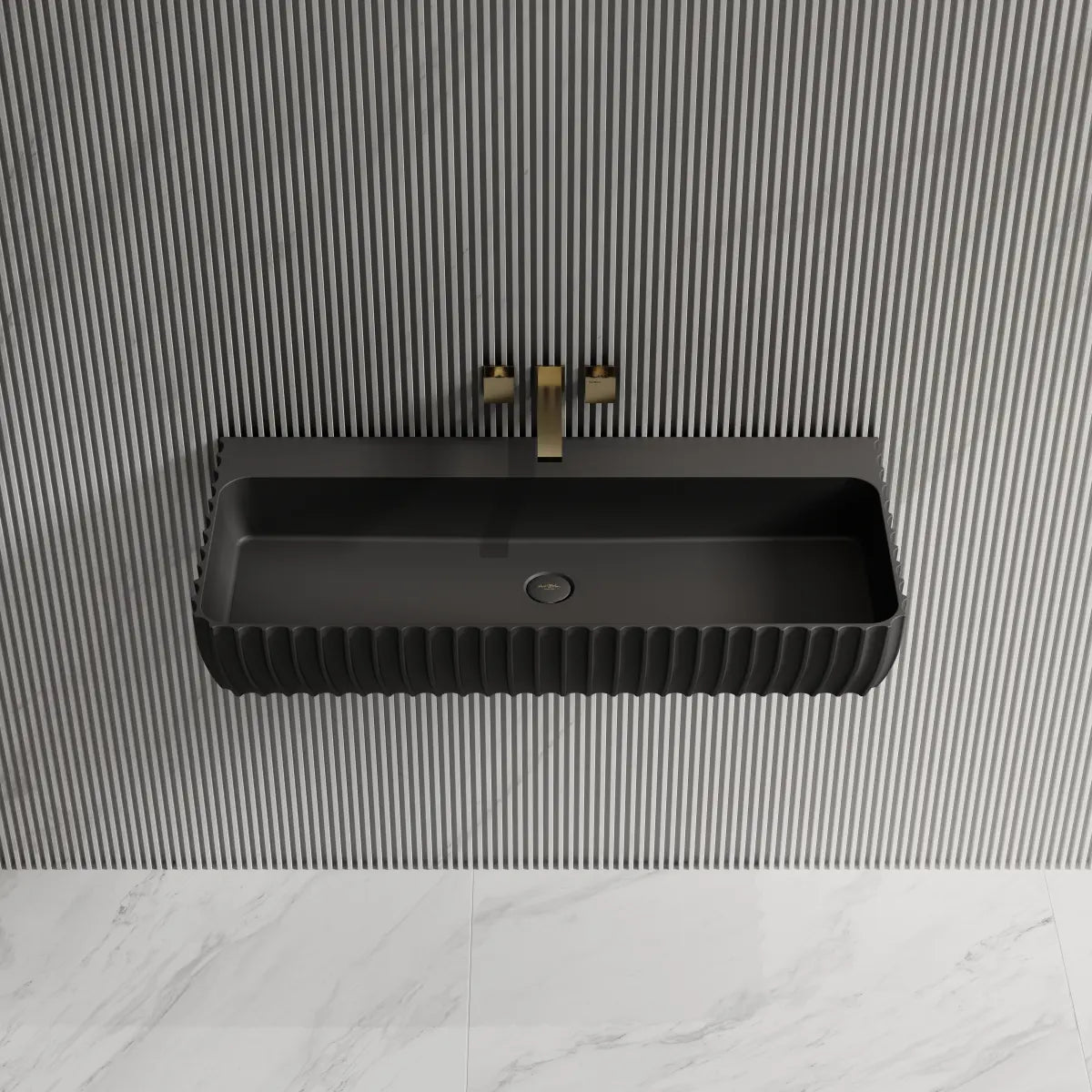 31.5-47.2 Inch MonBlari Solid Surface Vessel Wall Mount Sink for Bathroom