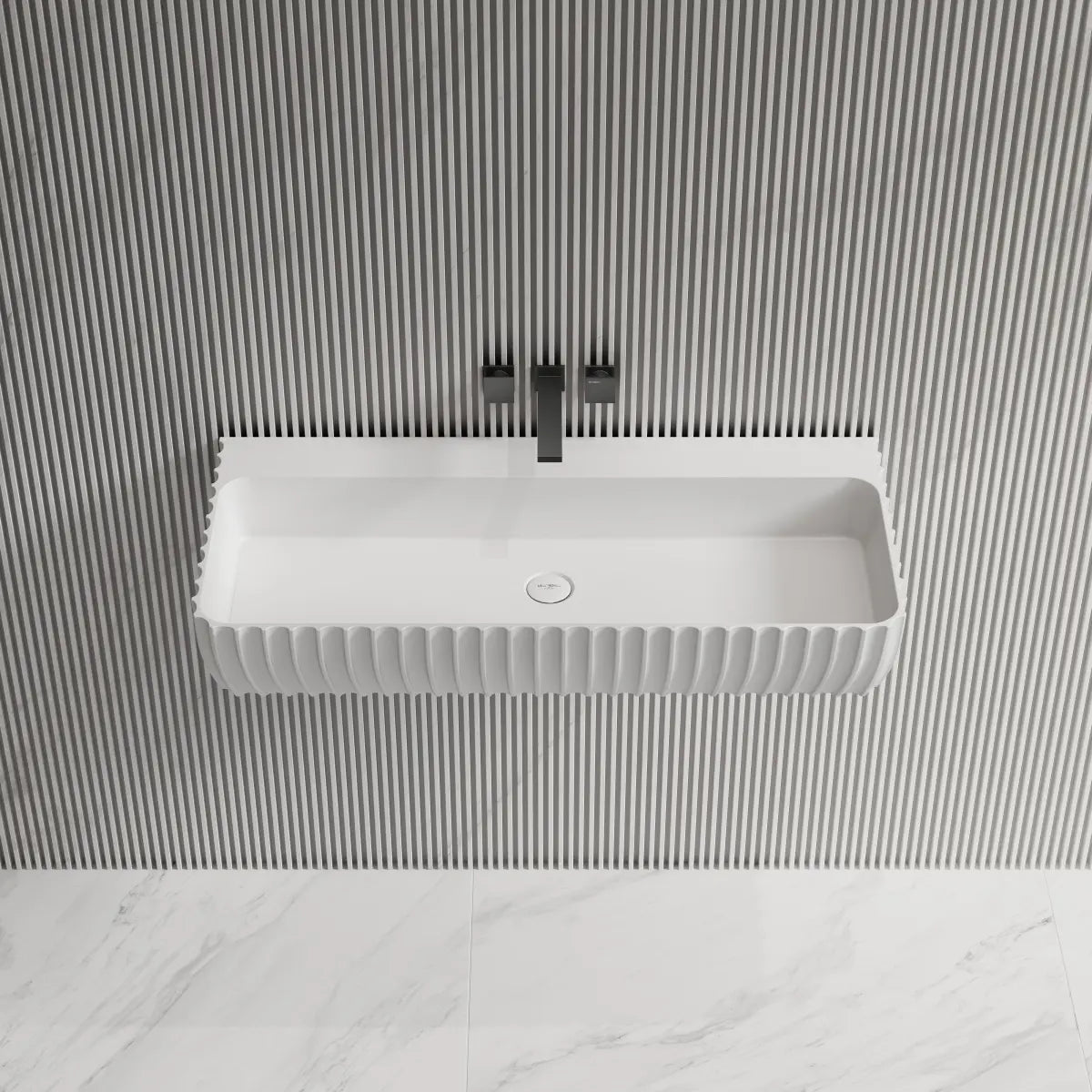31.5-47.2 Inch MonBlari Solid Surface Vessel Wall Mount Sink for Bathroom