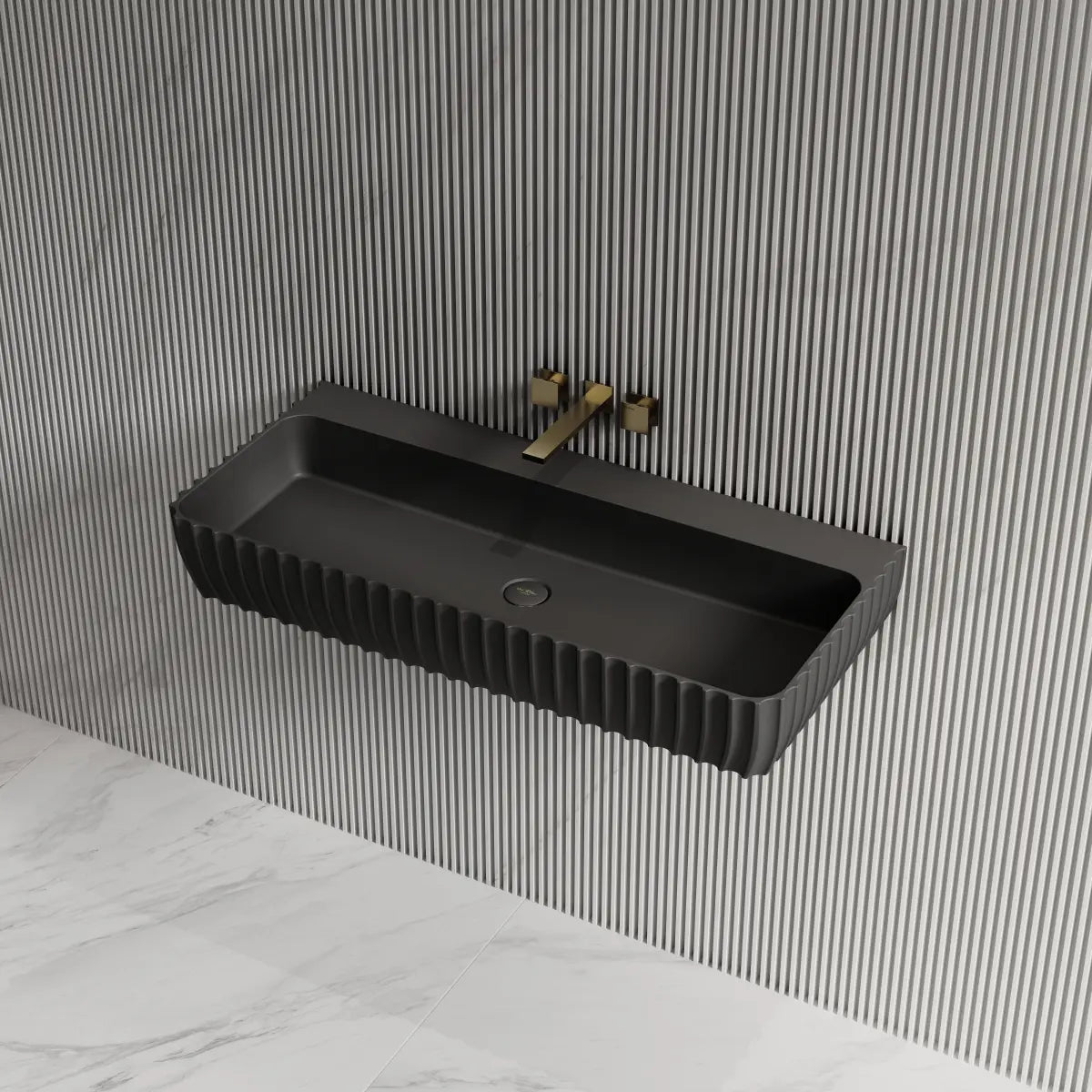 31.5-47.2 Inch MonBlari Solid Surface Vessel Wall Mount Sink for Bathroom
