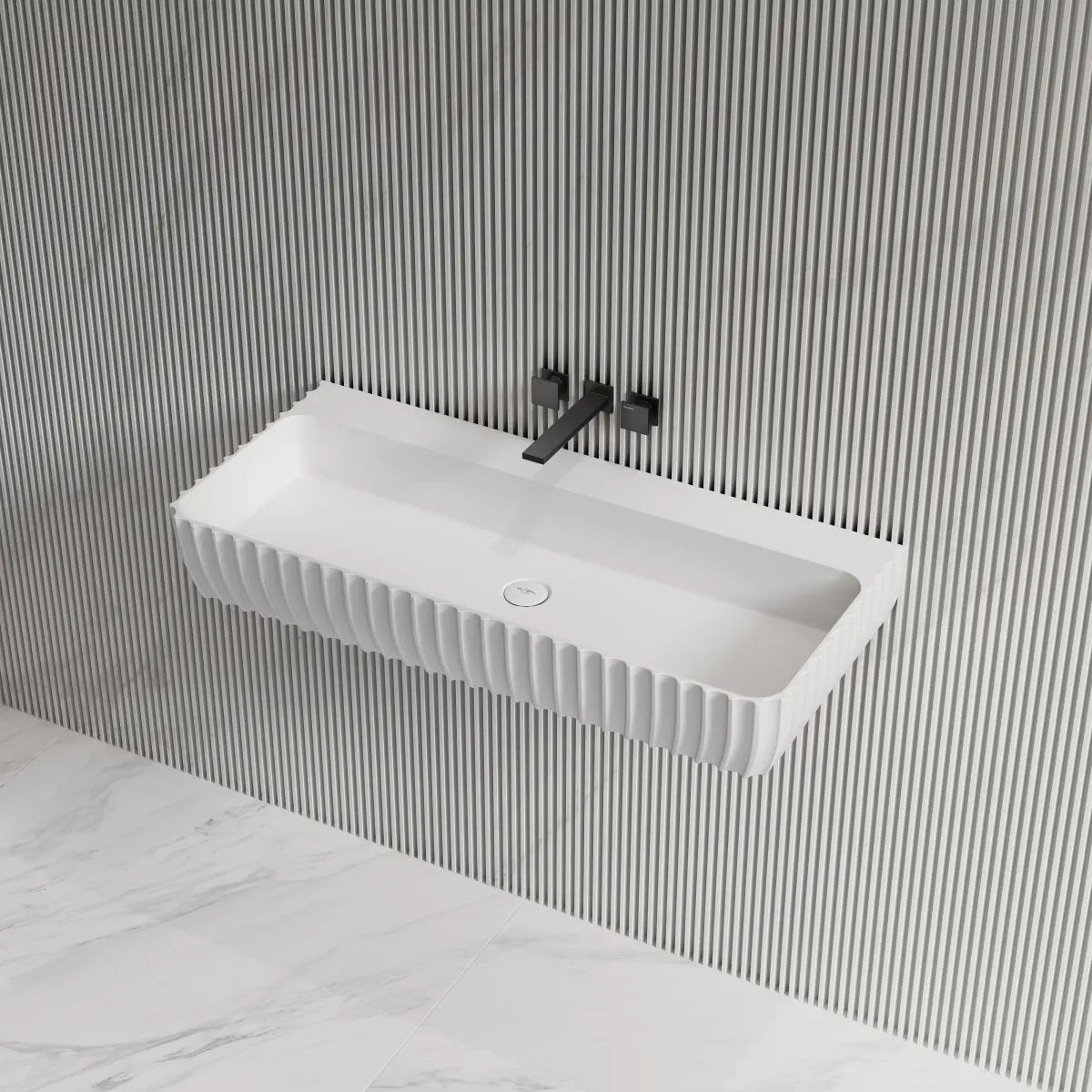 31.5-47.2 Inch MonBlari Solid Surface Vessel Wall Mount Sink for Bathroom