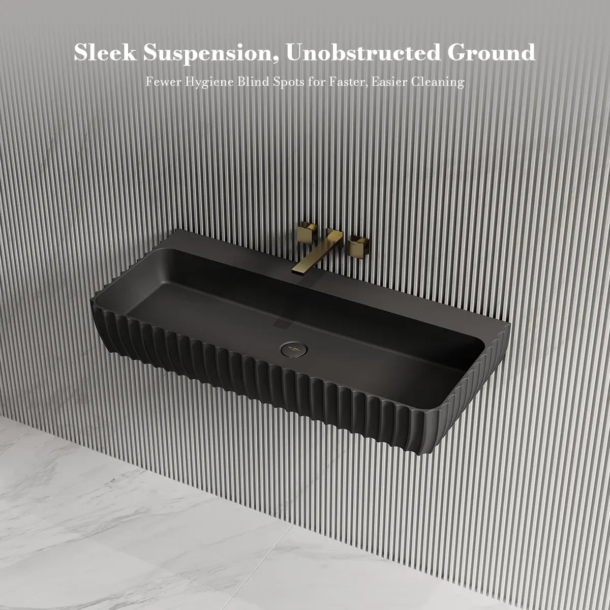 31.5-47.2 Inch MonBlari Solid Surface Vessel Wall Mount Sink for Bathroom