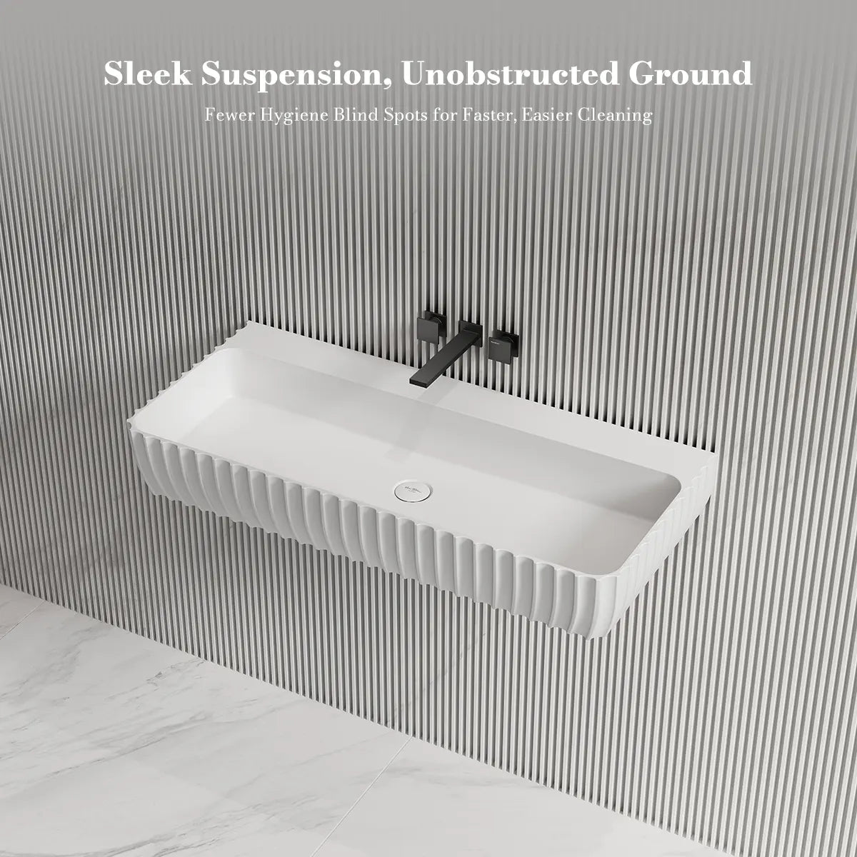 31.5-47.2 Inch MonBlari Solid Surface Vessel Wall Mount Sink for Bathroom