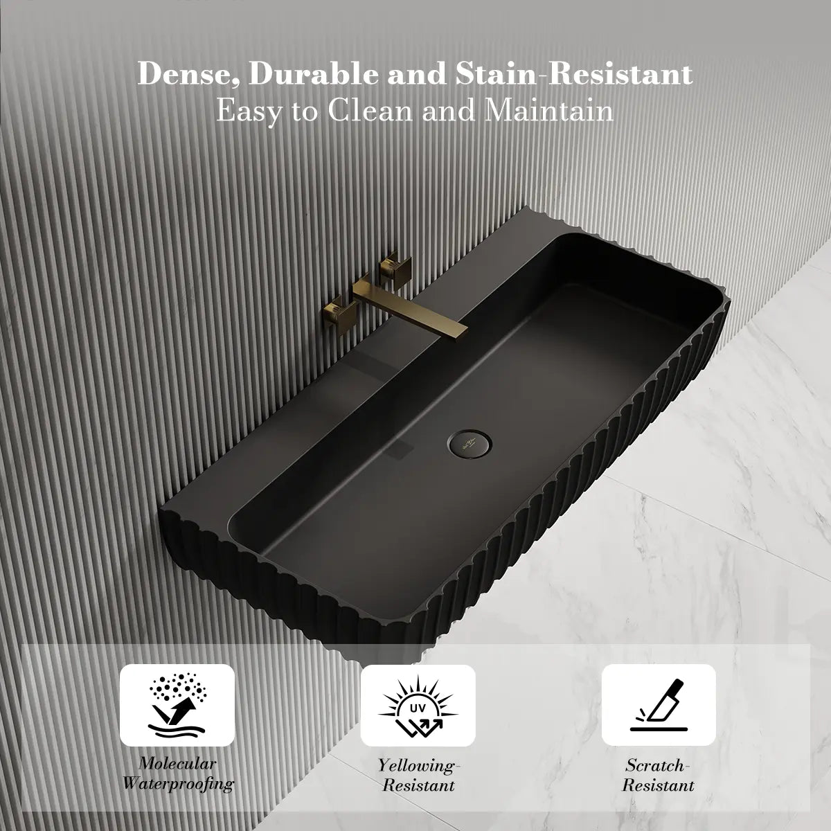31.5-47.2 Inch MonBlari Solid Surface Vessel Wall Mount Sink for Bathroom