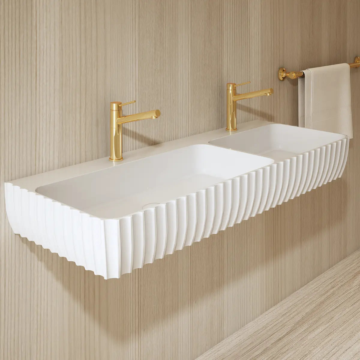 47.2 Inch MonBlari Solid Surface Wall Mount Bathroom Sink