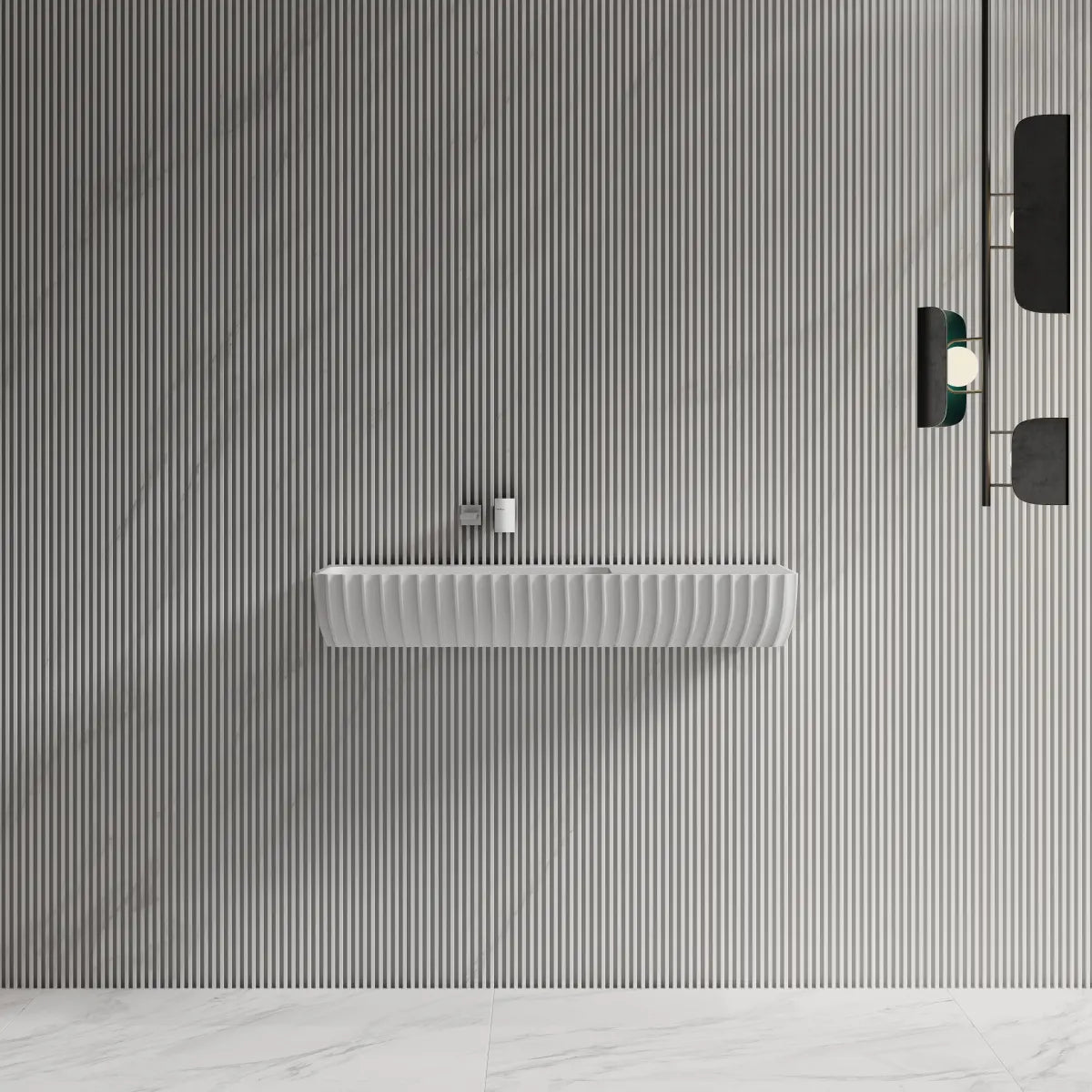 31.5-39.4 Inch MonBlari Solid Surface Wall Mount Sink Bathroom Sink