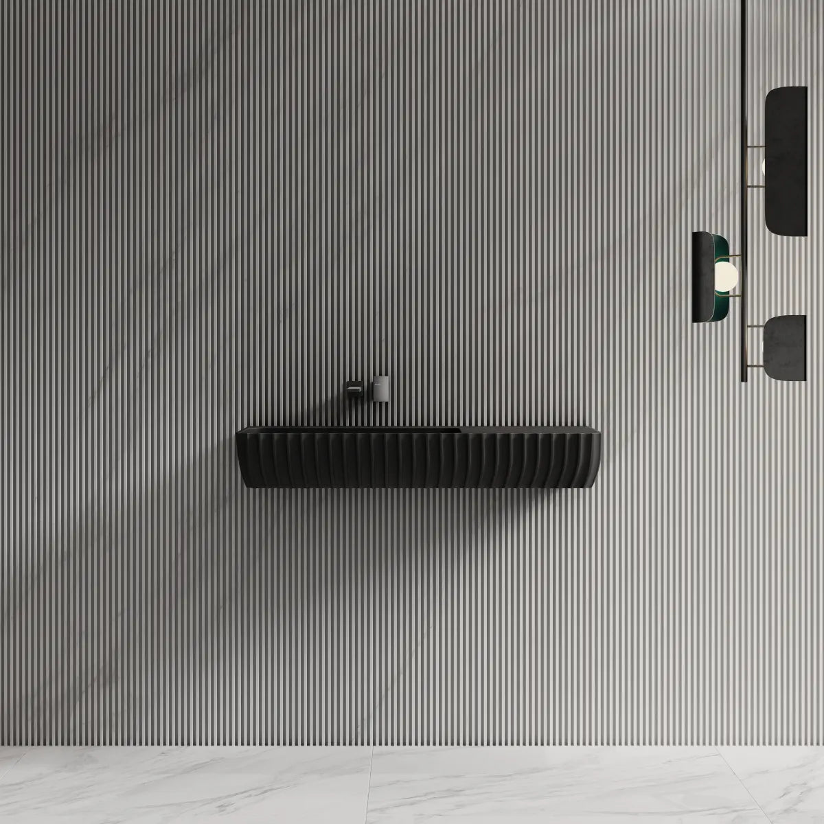 31.5-39.4 Inch MonBlari Solid Surface Wall Mount Sink Bathroom Sink