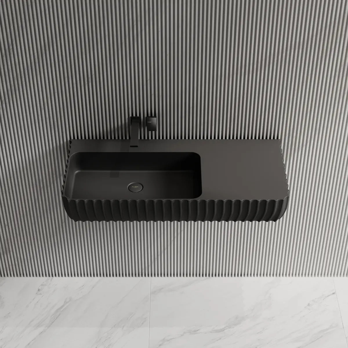 31.5-39.4 Inch MonBlari Solid Surface Wall Mount Sink Bathroom Sink