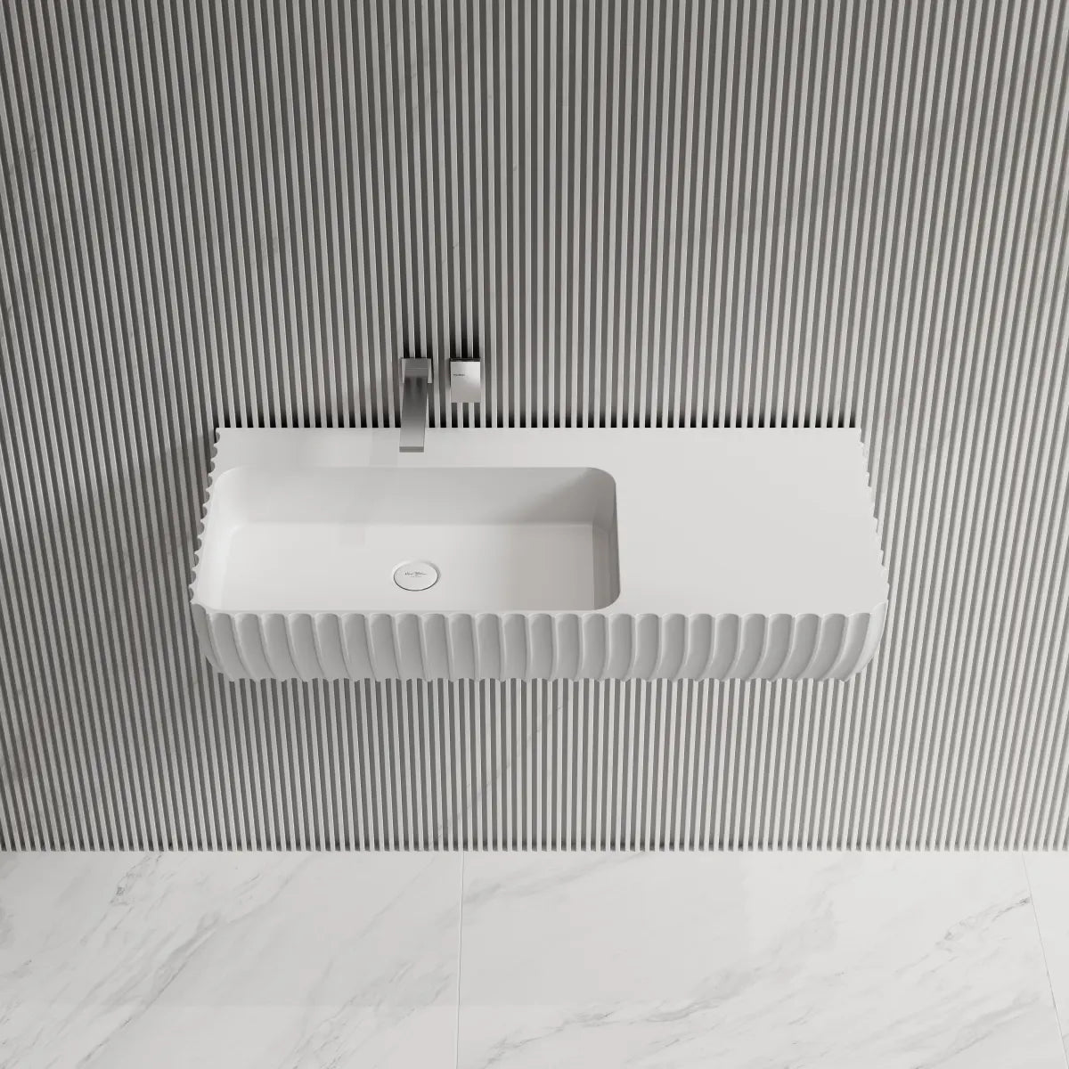 31.5-39.4 Inch MonBlari Solid Surface Wall Mount Sink Bathroom Sink