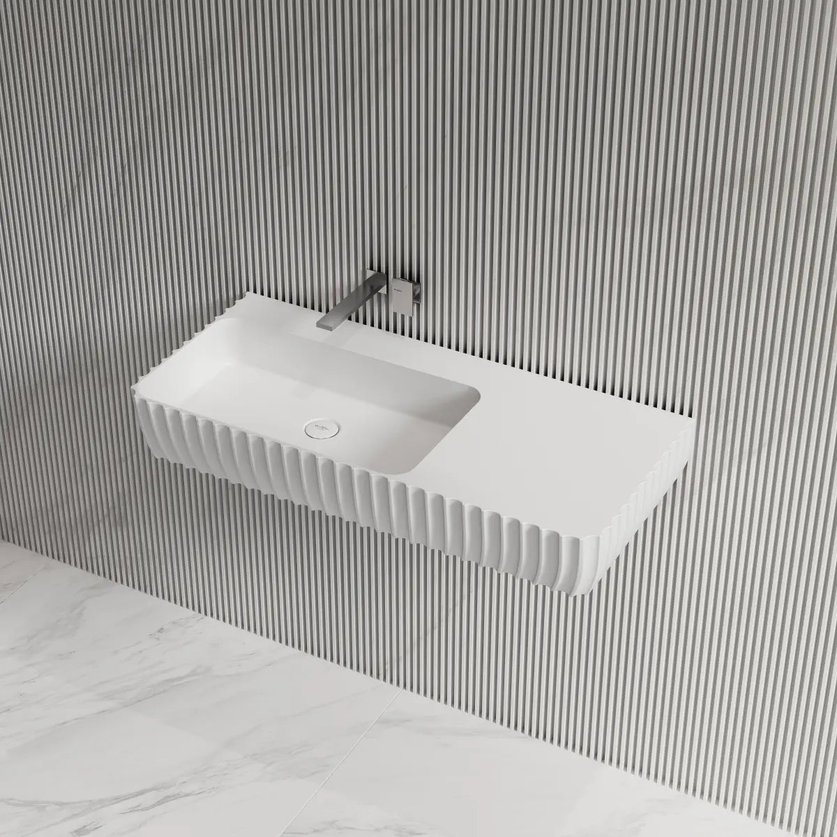 31.5-39.4 Inch MonBlari Solid Surface Wall Mount Sink Bathroom Sink