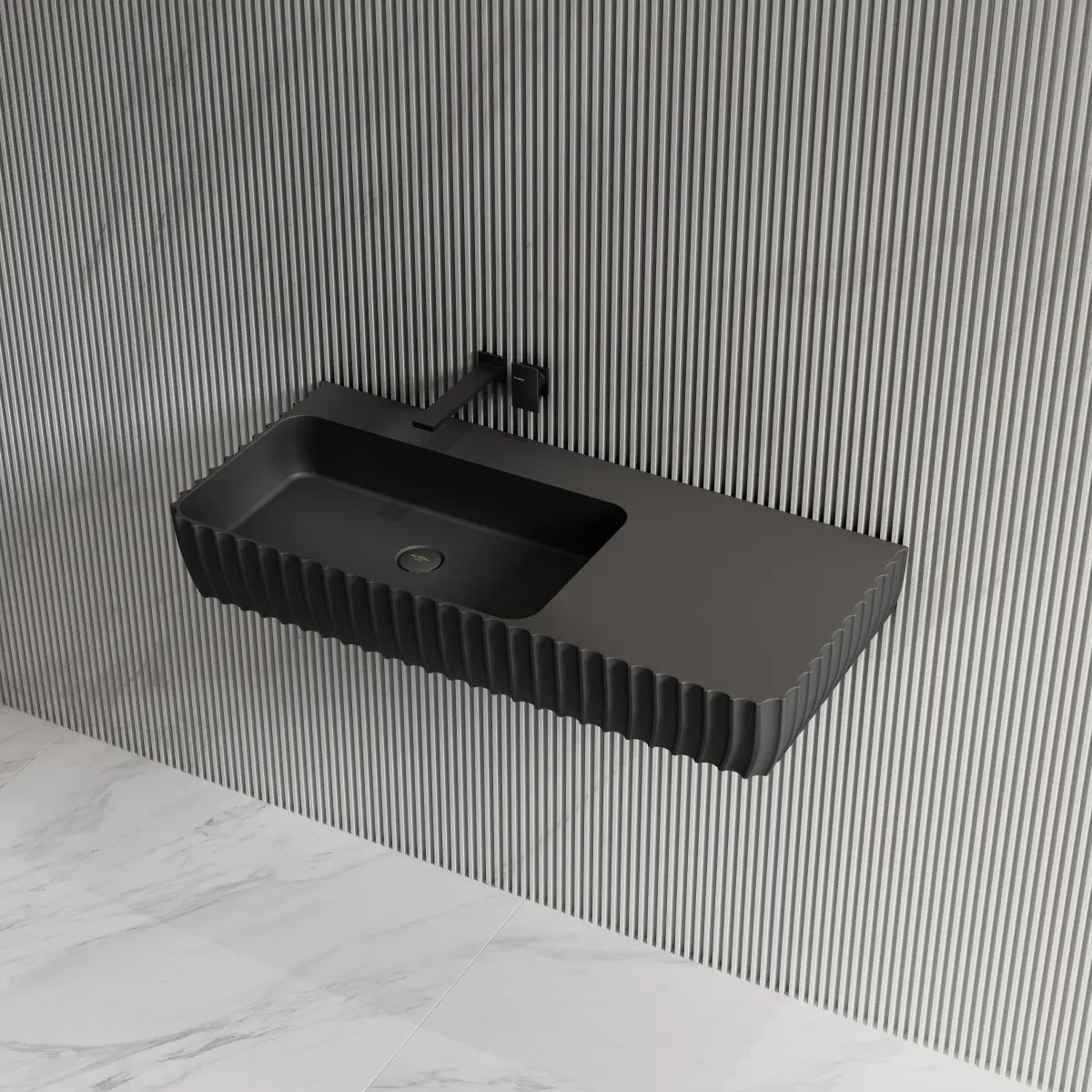31.5-39.4 Inch MonBlari Solid Surface Wall Mount Sink Bathroom Sink