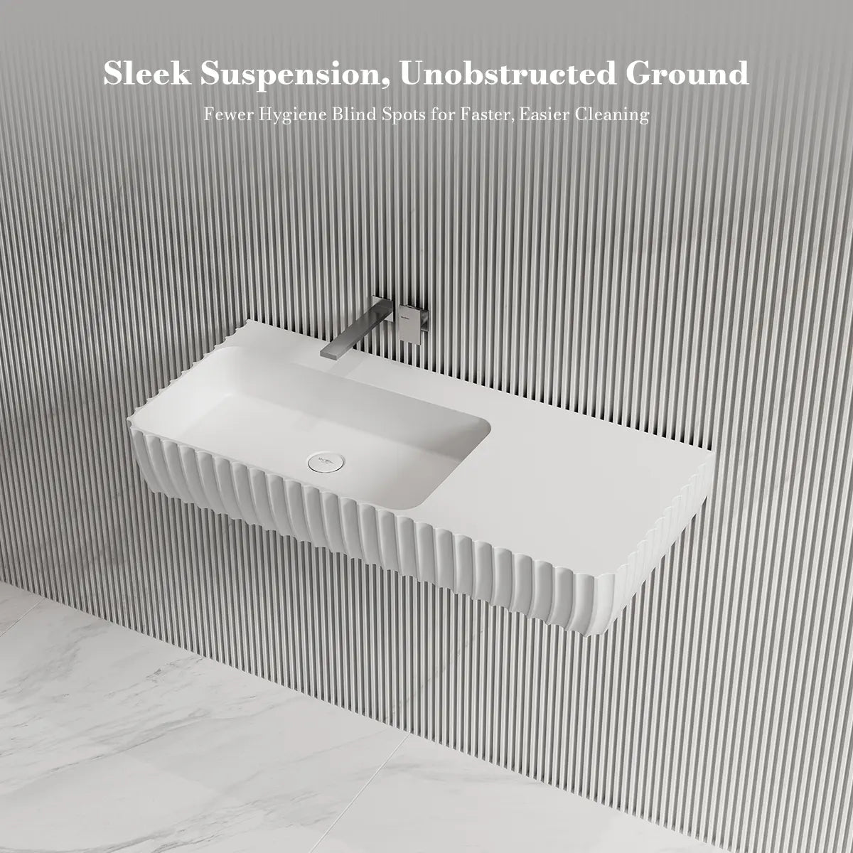 31.5-39.4 Inch MonBlari Solid Surface Wall Mount Sink Bathroom Sink