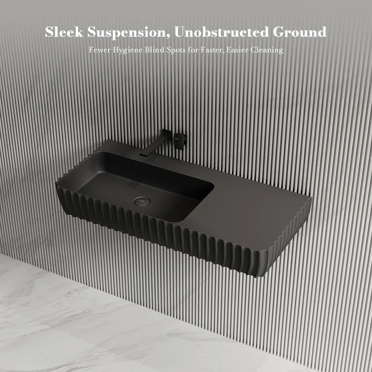 31.5-39.4 Inch MonBlari Solid Surface Wall Mount Sink Bathroom Sink