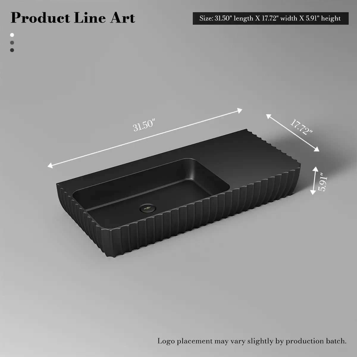 31.5-39.4 Inch MonBlari Solid Surface Wall Mount Sink Bathroom Sink