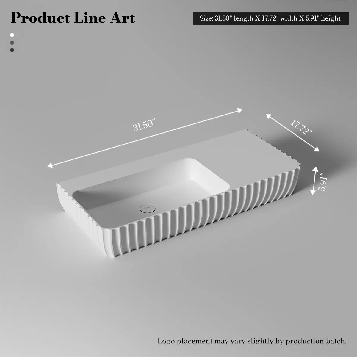 31.5-39.4 Inch MonBlari Solid Surface Wall Mount Sink Bathroom Sink